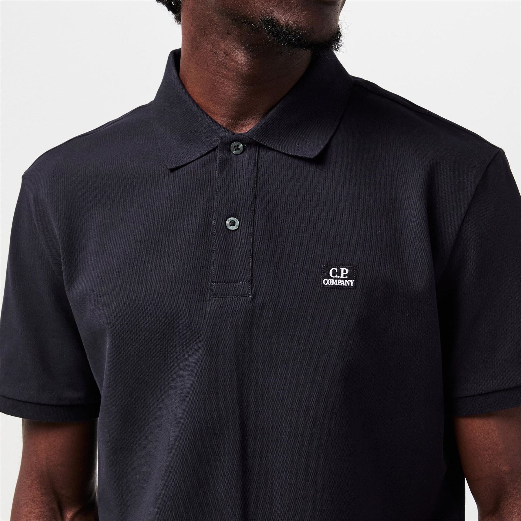 CP Company Logo Print Collared Neck Short Sleeve Polo Shirt