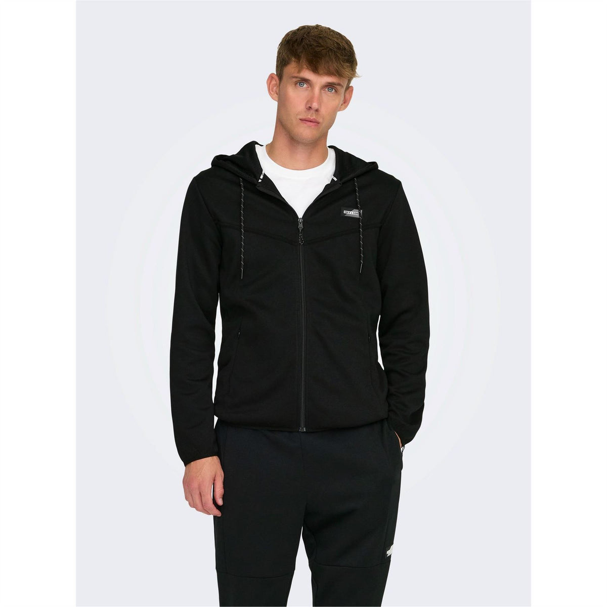 Only Hooded Ribbed Cuff Solid Patterned Sweat Jacket
