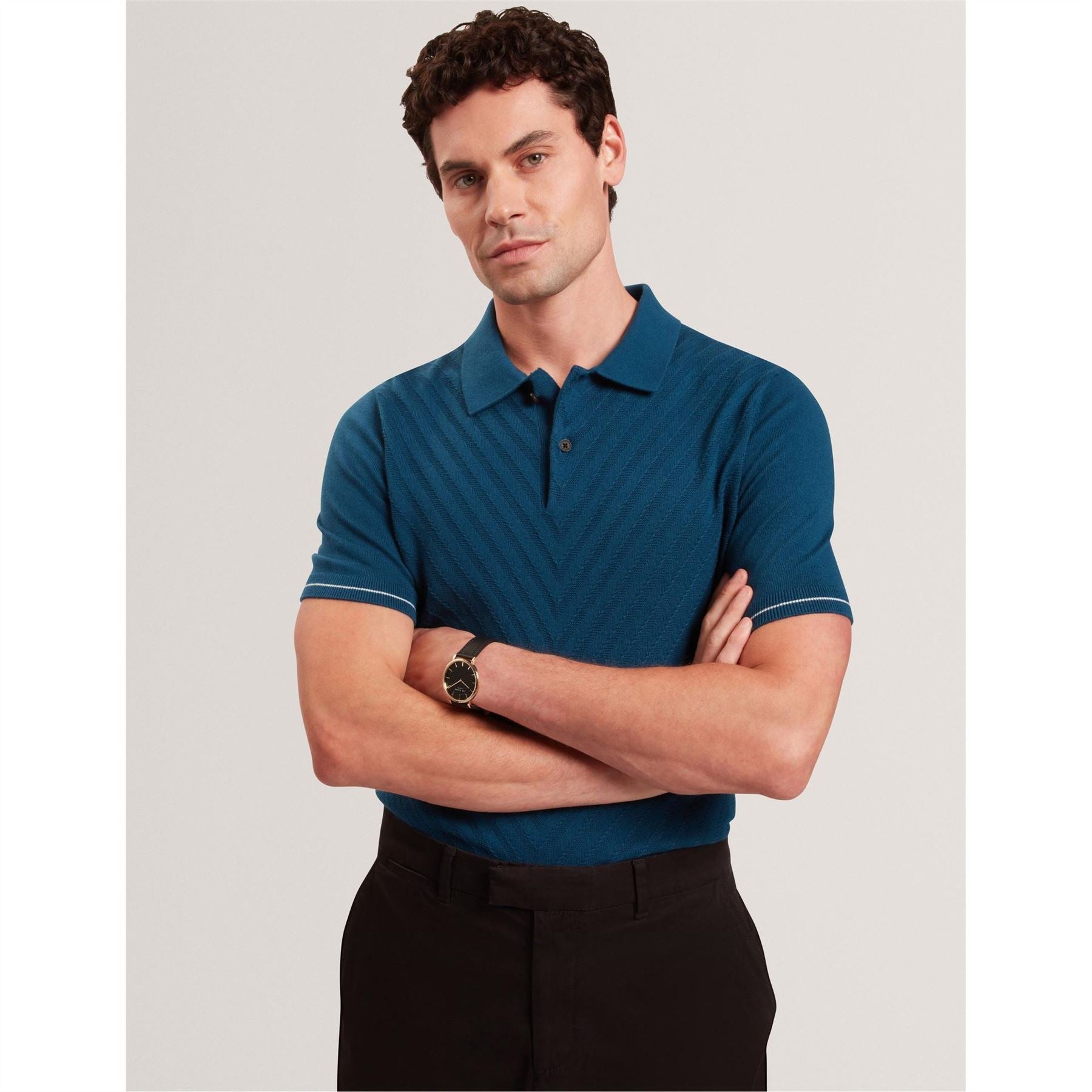 Ted Baker Button Placket Collared Short Sleeve Polo Shirt
