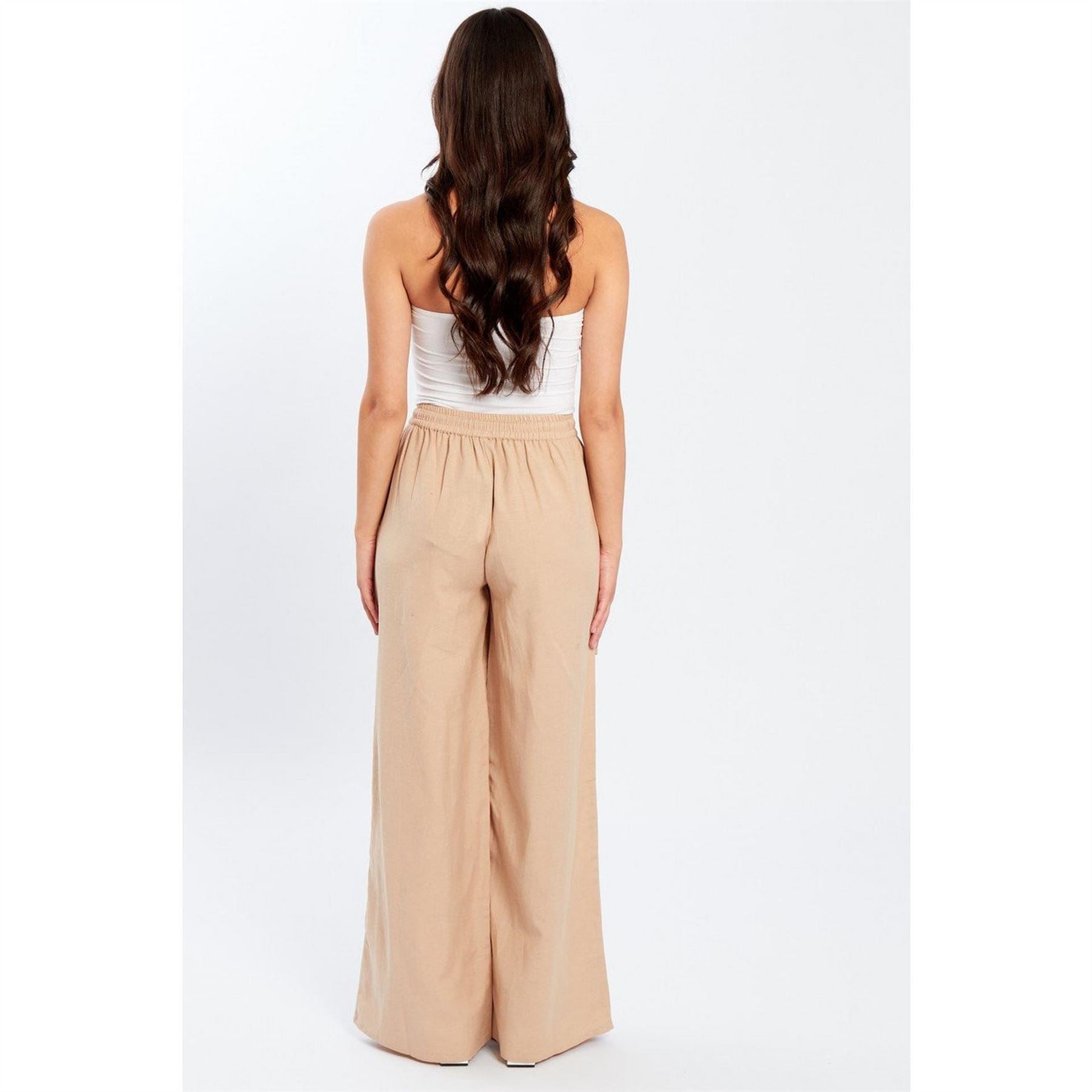 Influence Solid Patterned Wide Leg Trousers