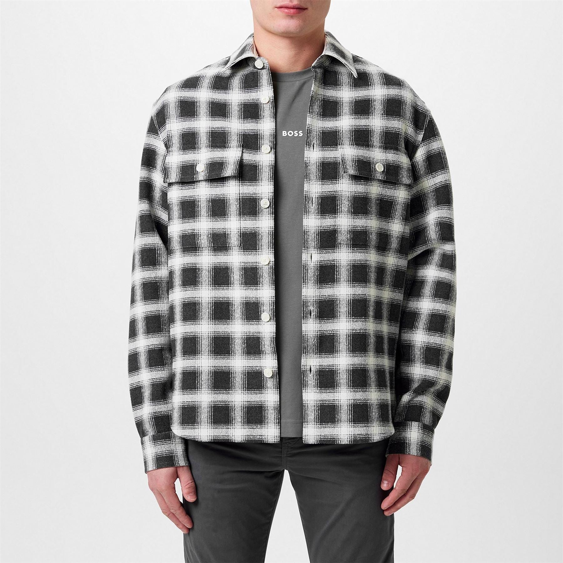 Boss C Owen Flannel Check Long Sleeve Overshirt