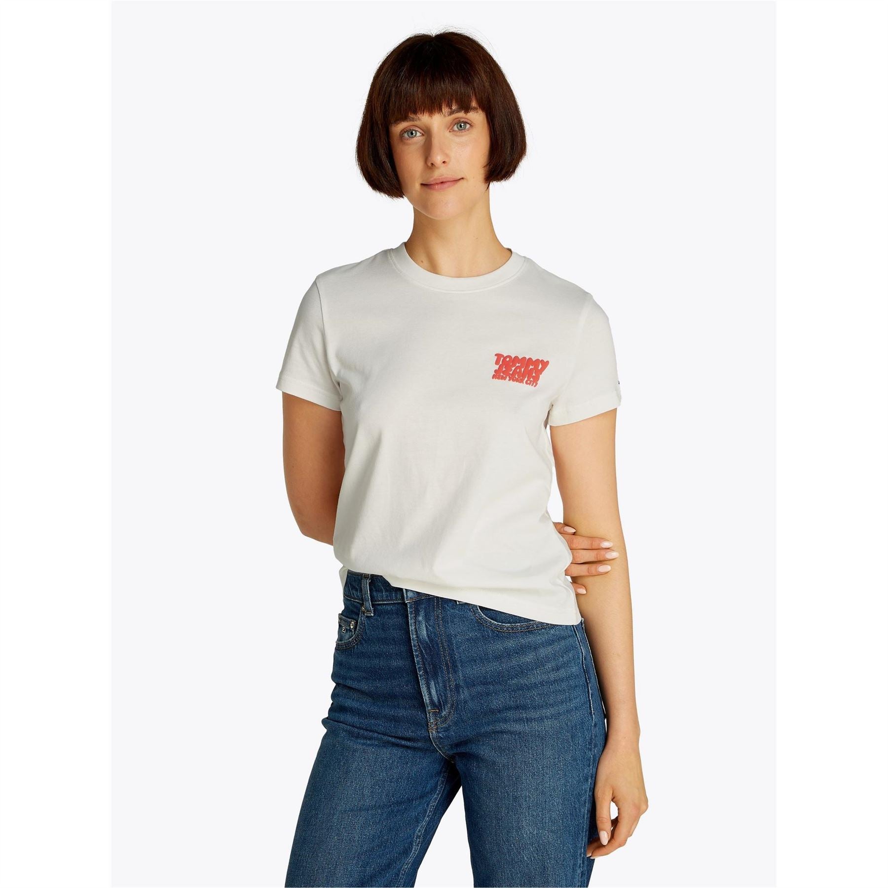 Tommy Jeans Regular Fit Lettering Crew Neck T-Shirt