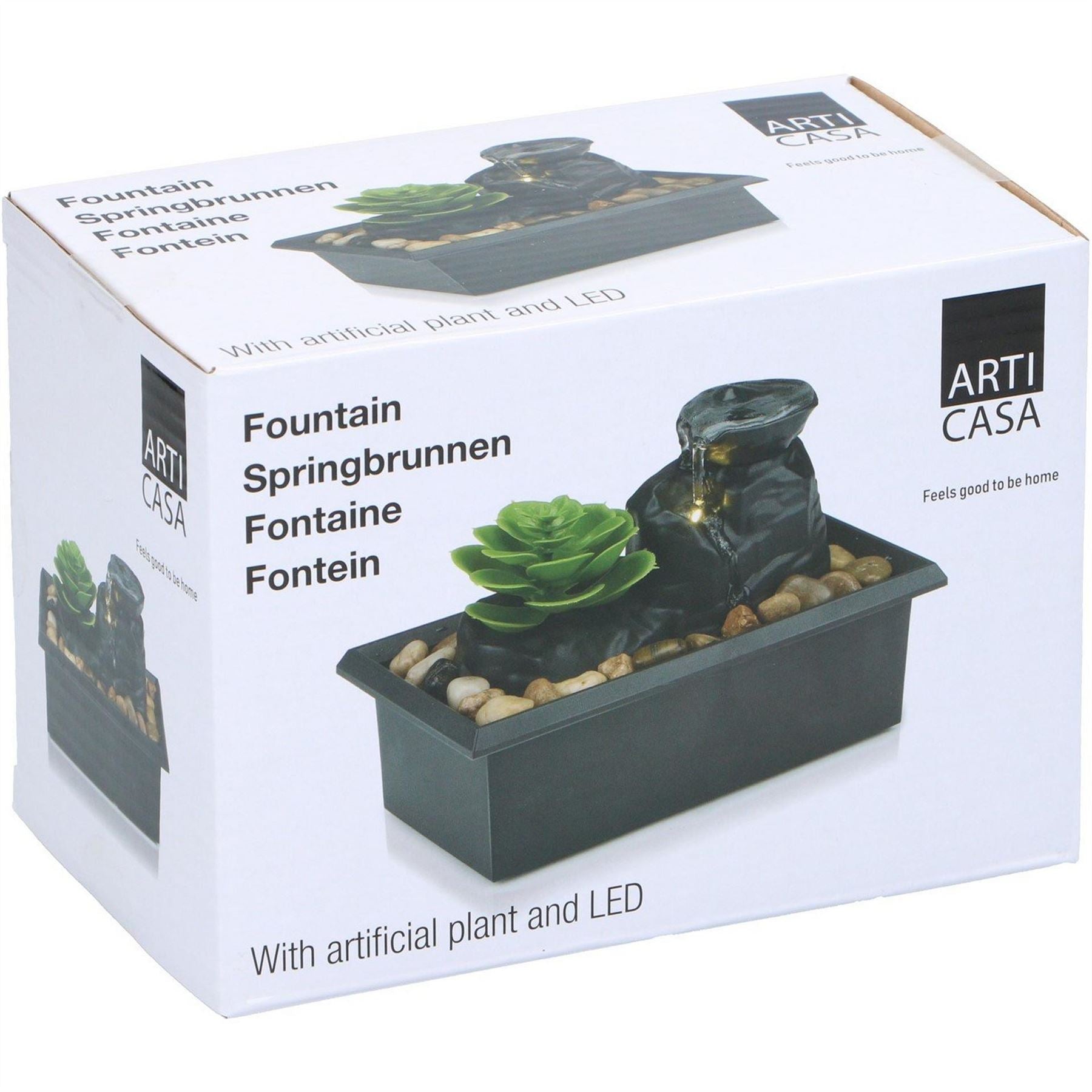 Arti Casa Fountain With Artificial Plant And Led Light