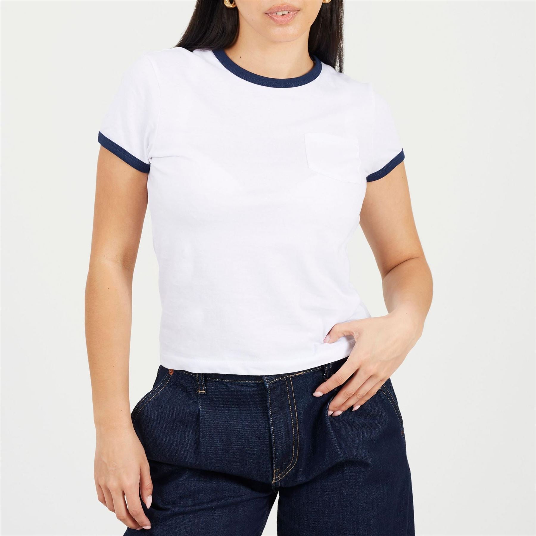 Brave Soul Sleeve Chest Pocket T Shit With Contrast Neck And Sleeve Rib