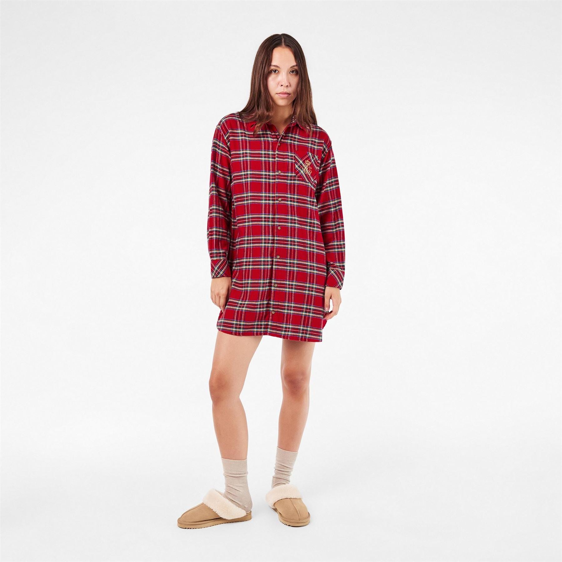 Lauren by Ralph Lauren Collared Neck Long Sleeve Nighty