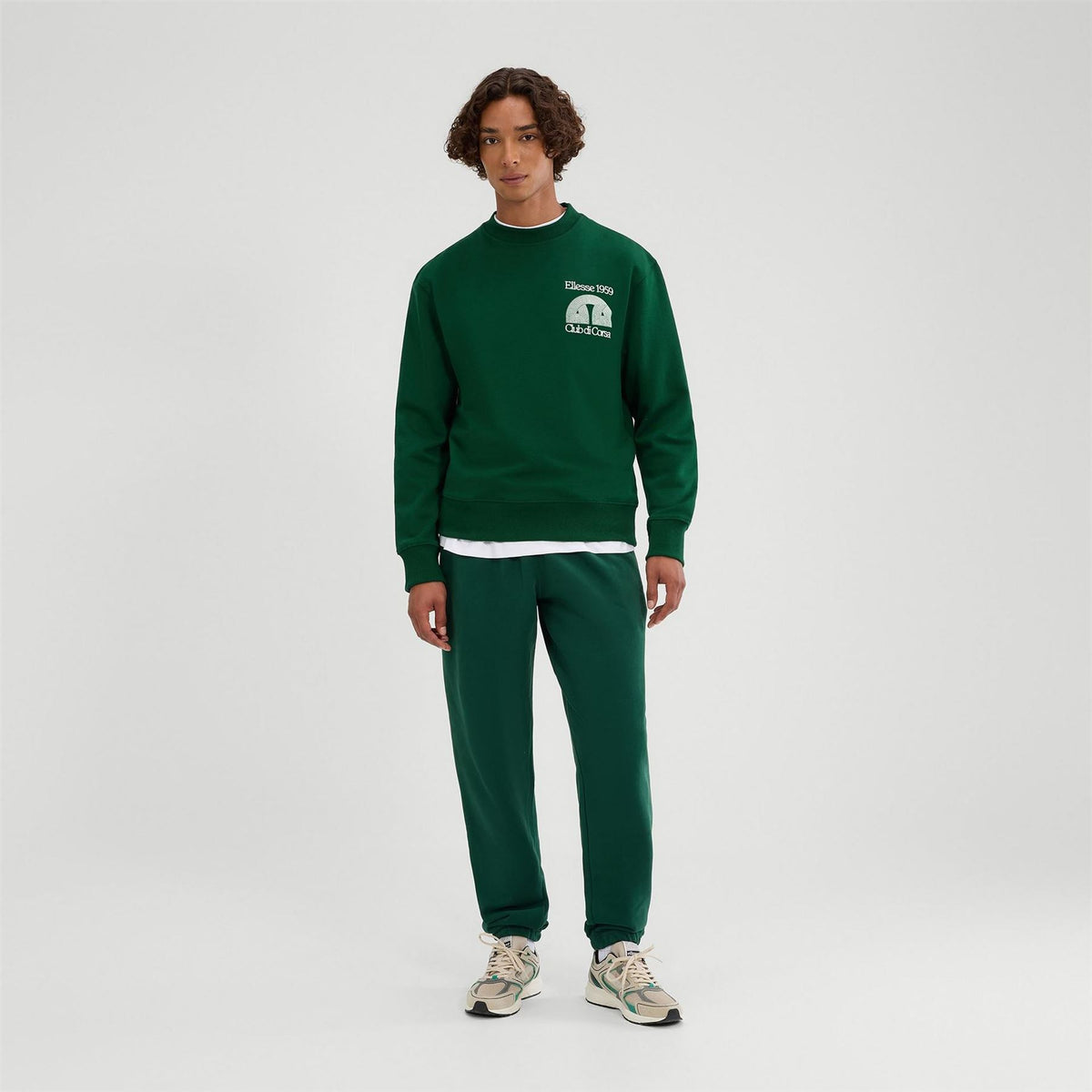 Ellesse Club Crew Neck Ribbed Collar Long Sleeve Sweatshirt