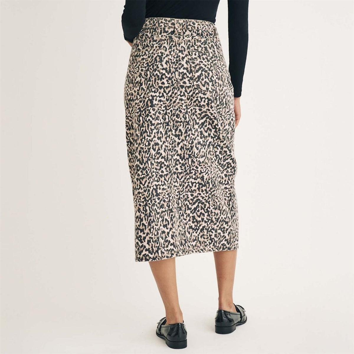 Nobodys Child Print Denim Column Midi Skirt