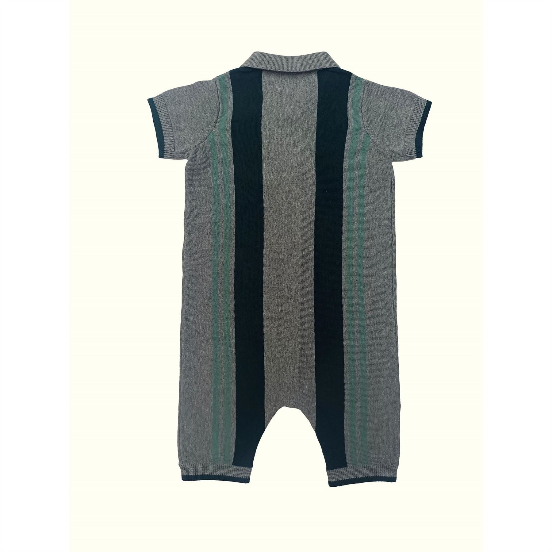 Pretty Green Striped Cotton Short Sleeve Onesie