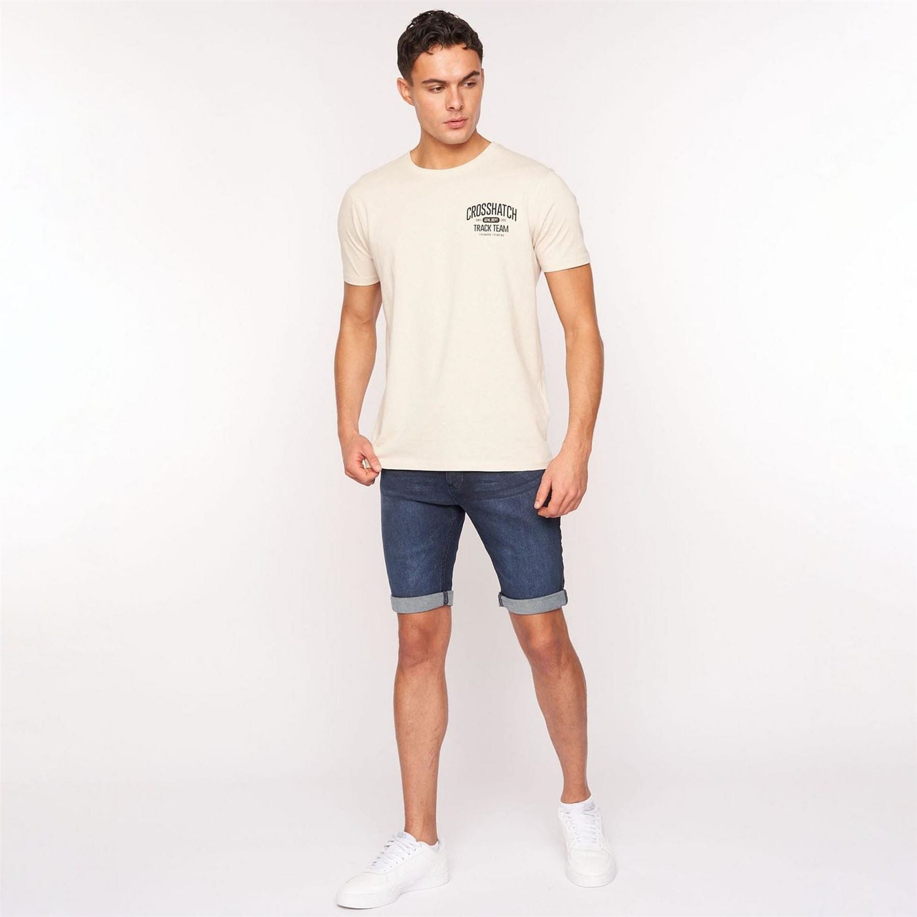Crosshatch Denim Shorts