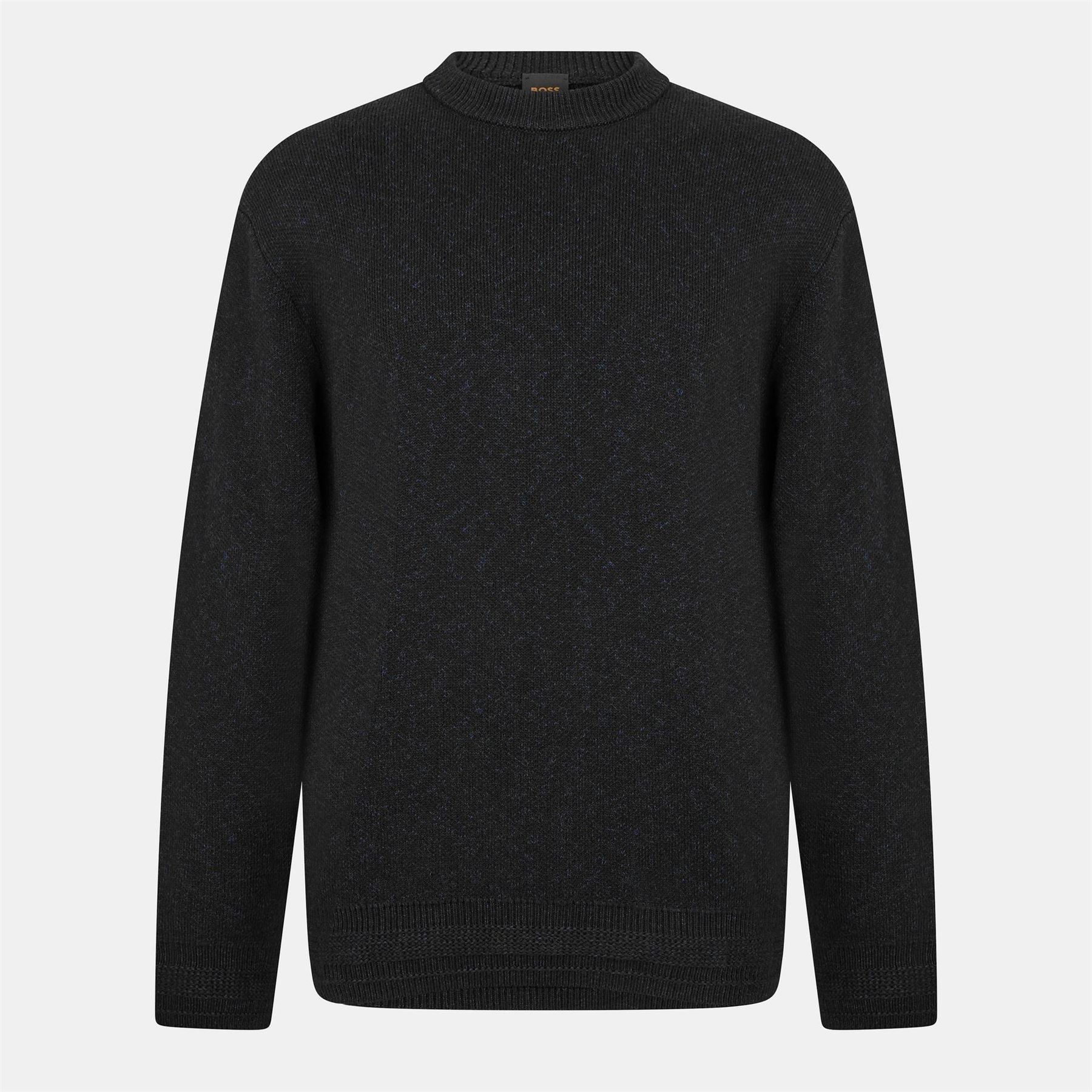 Boss Crew Neck Ribbed Collar Long Sleeve Sweater
