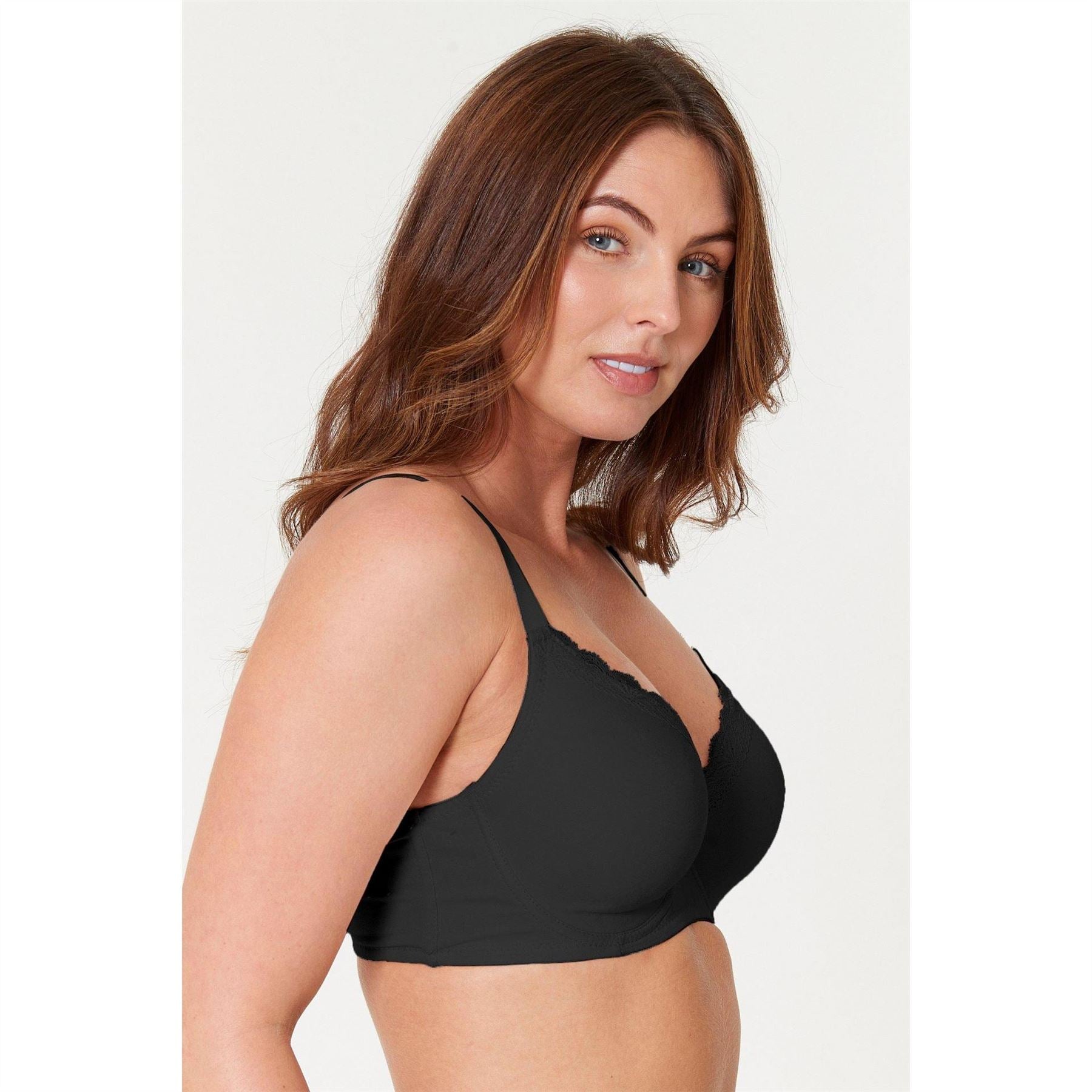 Be You 3 Pack Lace Trim Cotton T-Shirt Bra