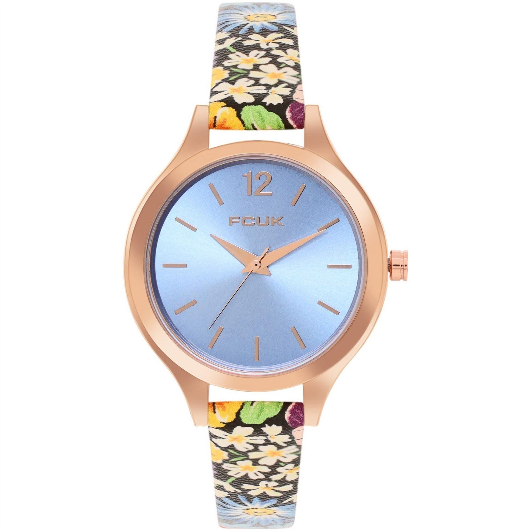 FCUK Womens Floral Printed Strap Watch