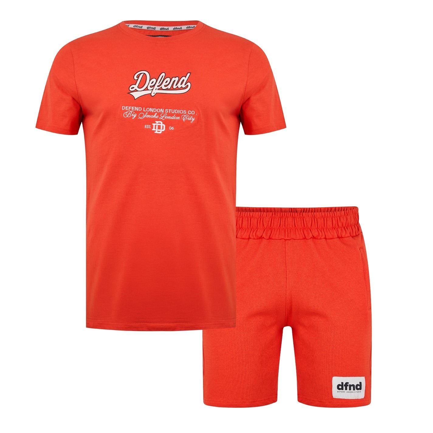 DFND London Lettering Crew Neck Short Sleeve T-Shirt and Short Set