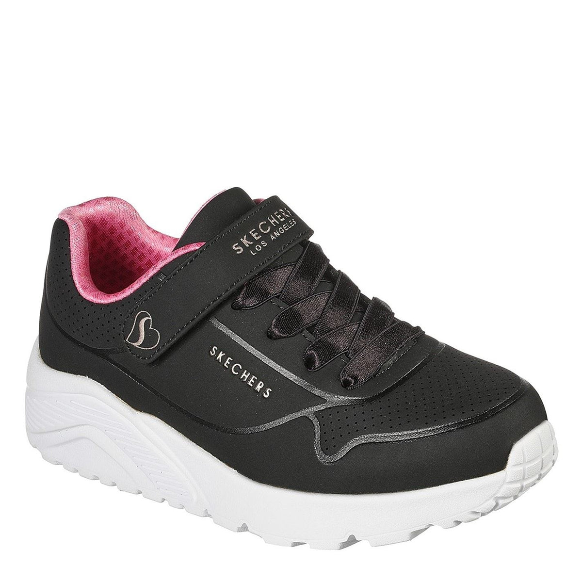 Skechers Duraleather W Metallic Heel Lace Up Low Top Trainers Girls