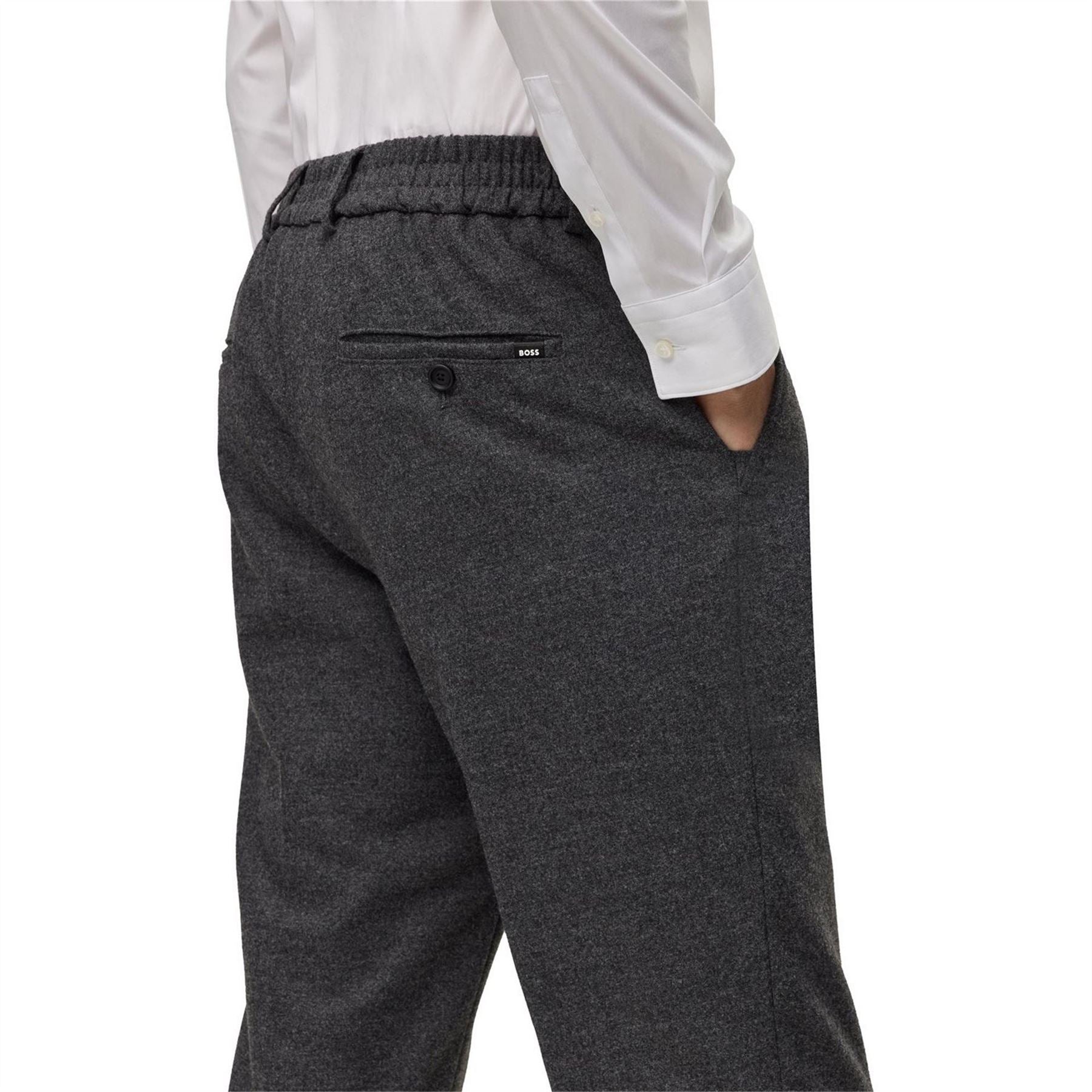 Boss Genius Solid Patterned Straight Trousers