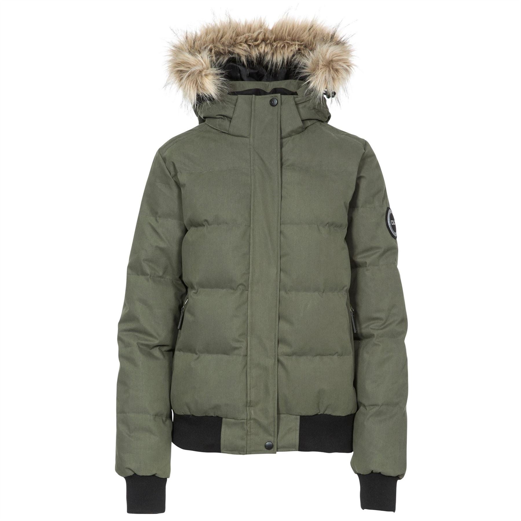 DLX Kendrick Solid Patterned Hooded Ribbed Cuff Down Jacket