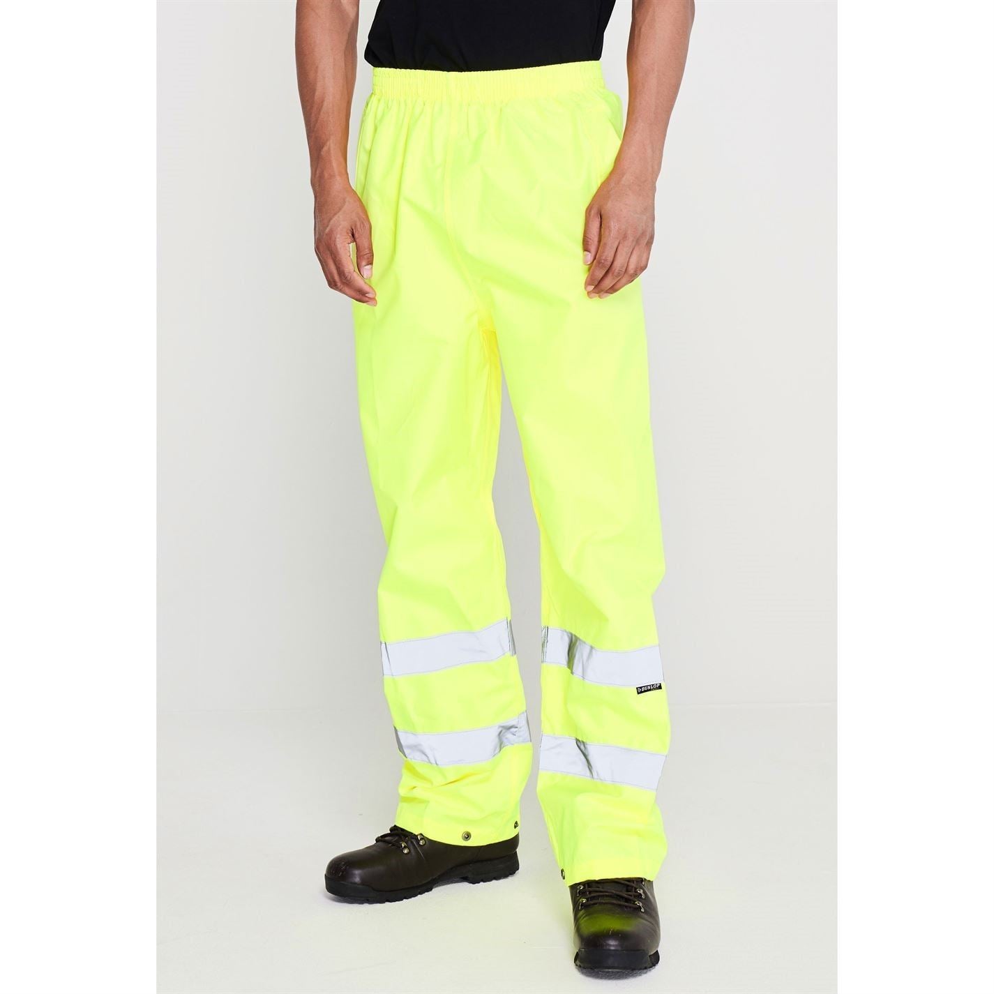 Dunlop Mens Hi Vis Waterproof Work Pants