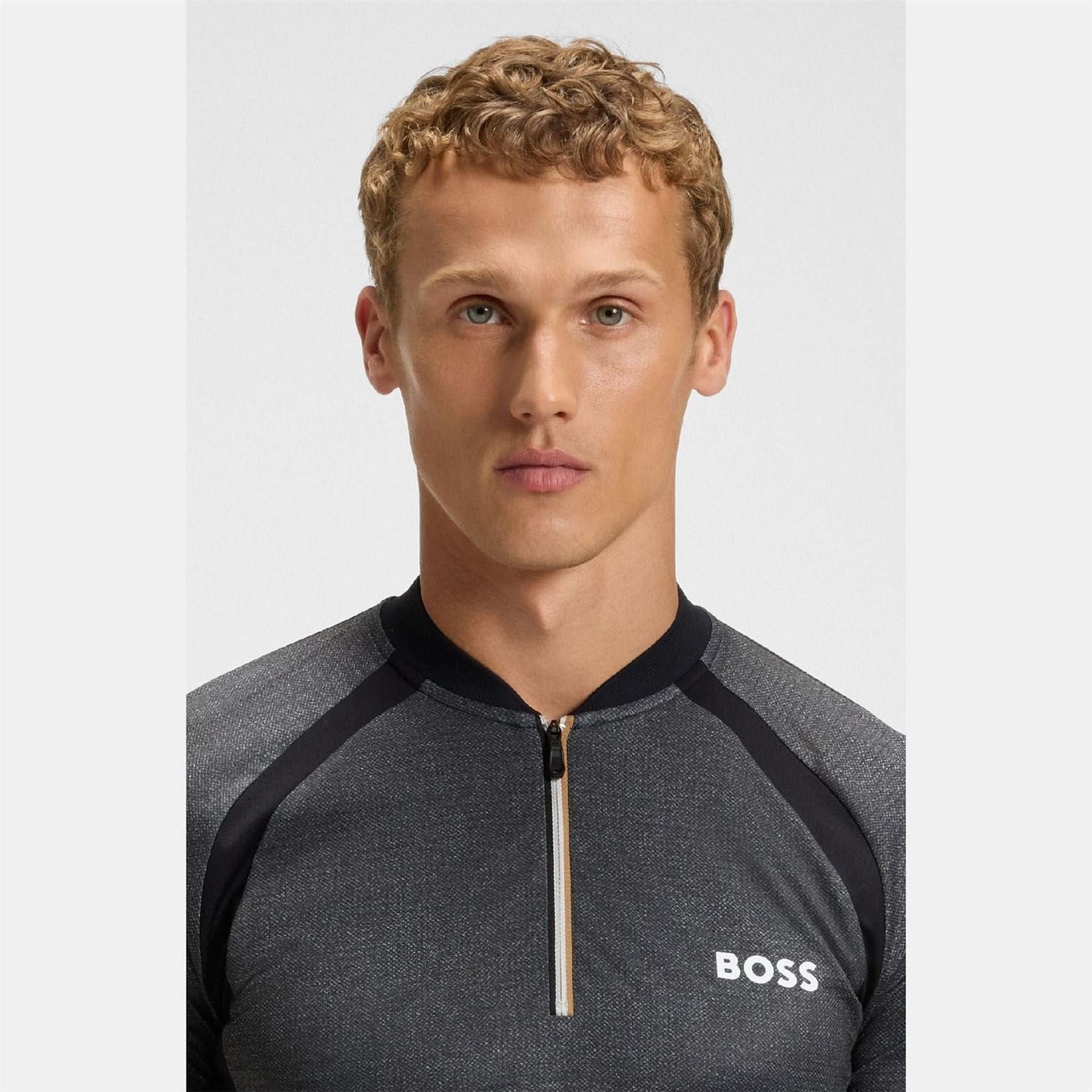 Boss Matchball Zip Neck Mesh Polo Shirt