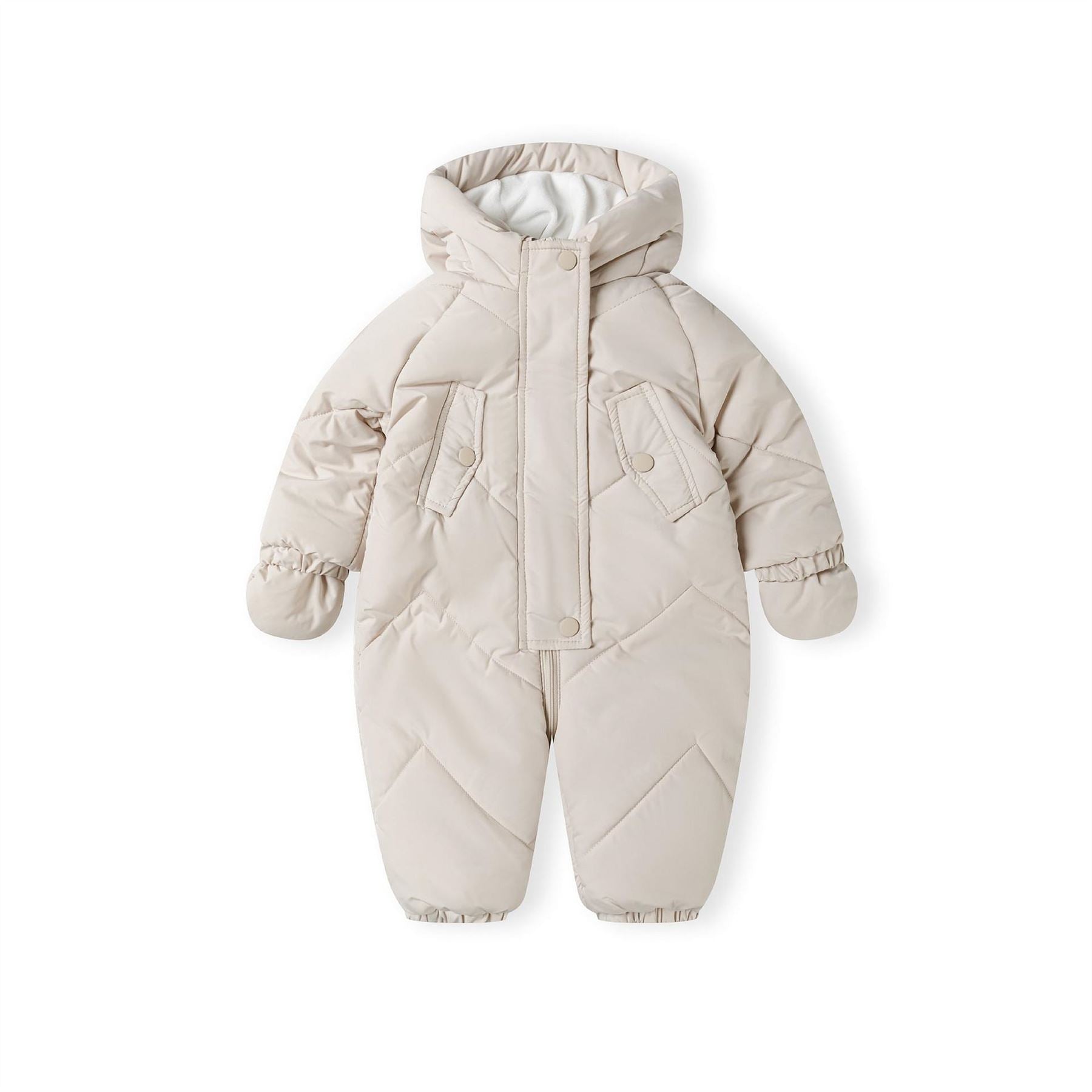 Minoti Boys Snowsuit With Ears Fleece Lining And Mittens Grey