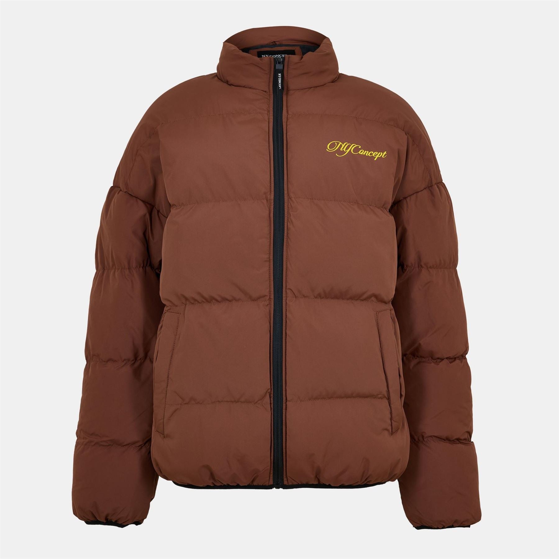 NY Concept Solid Patterned Zipped Pocket Puffer Jacket