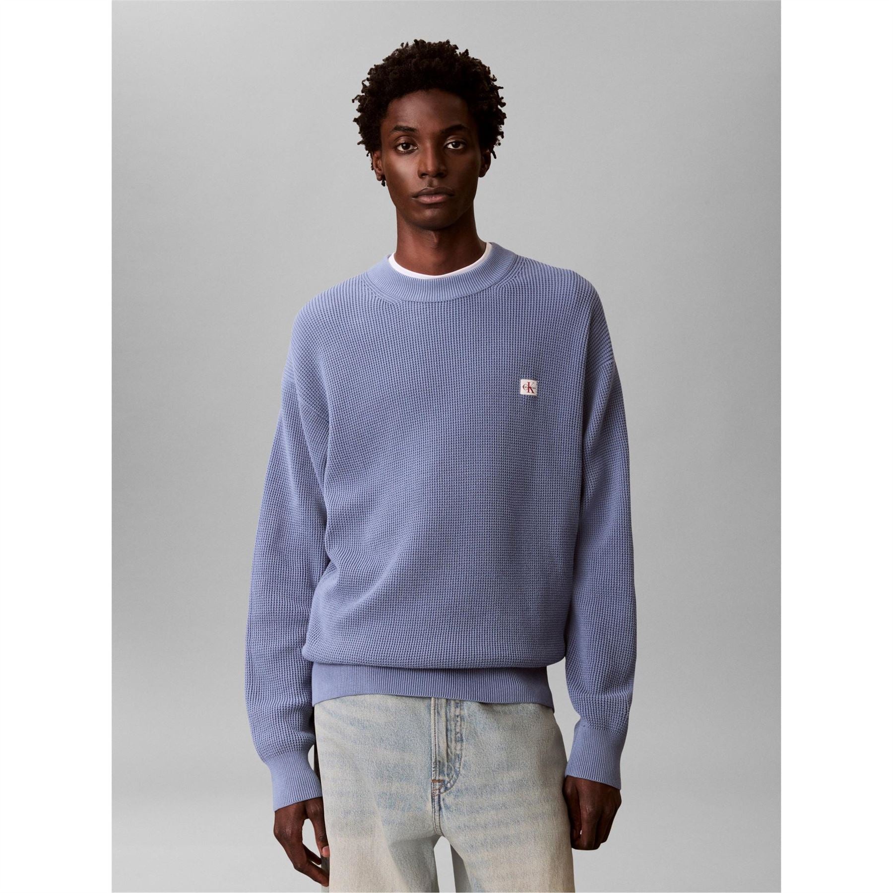 Calvin Klein Jeans Crew Neck Ribbed Collar Long Sleeve Sweater