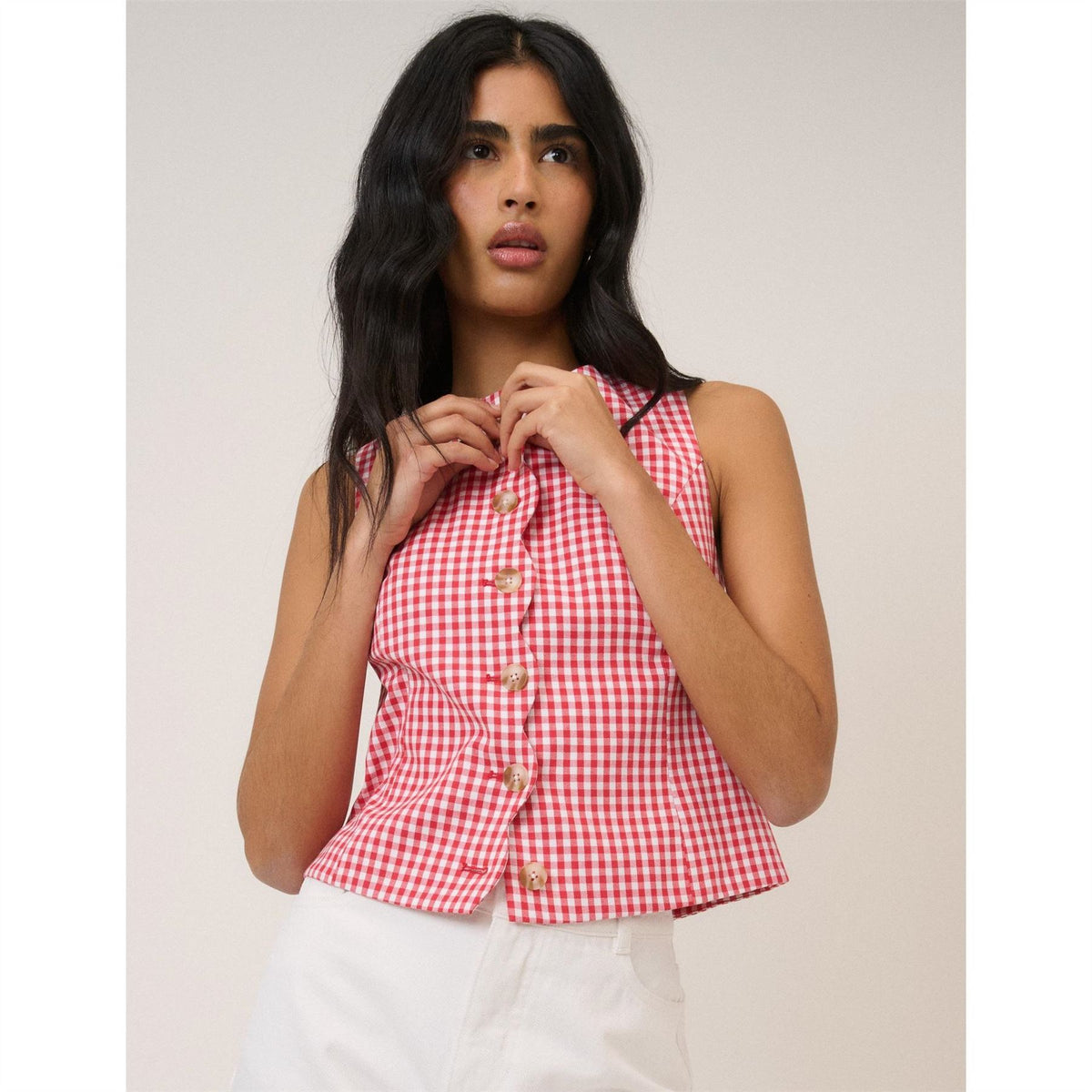 Nobodys Child Red Gingham Waistcoat