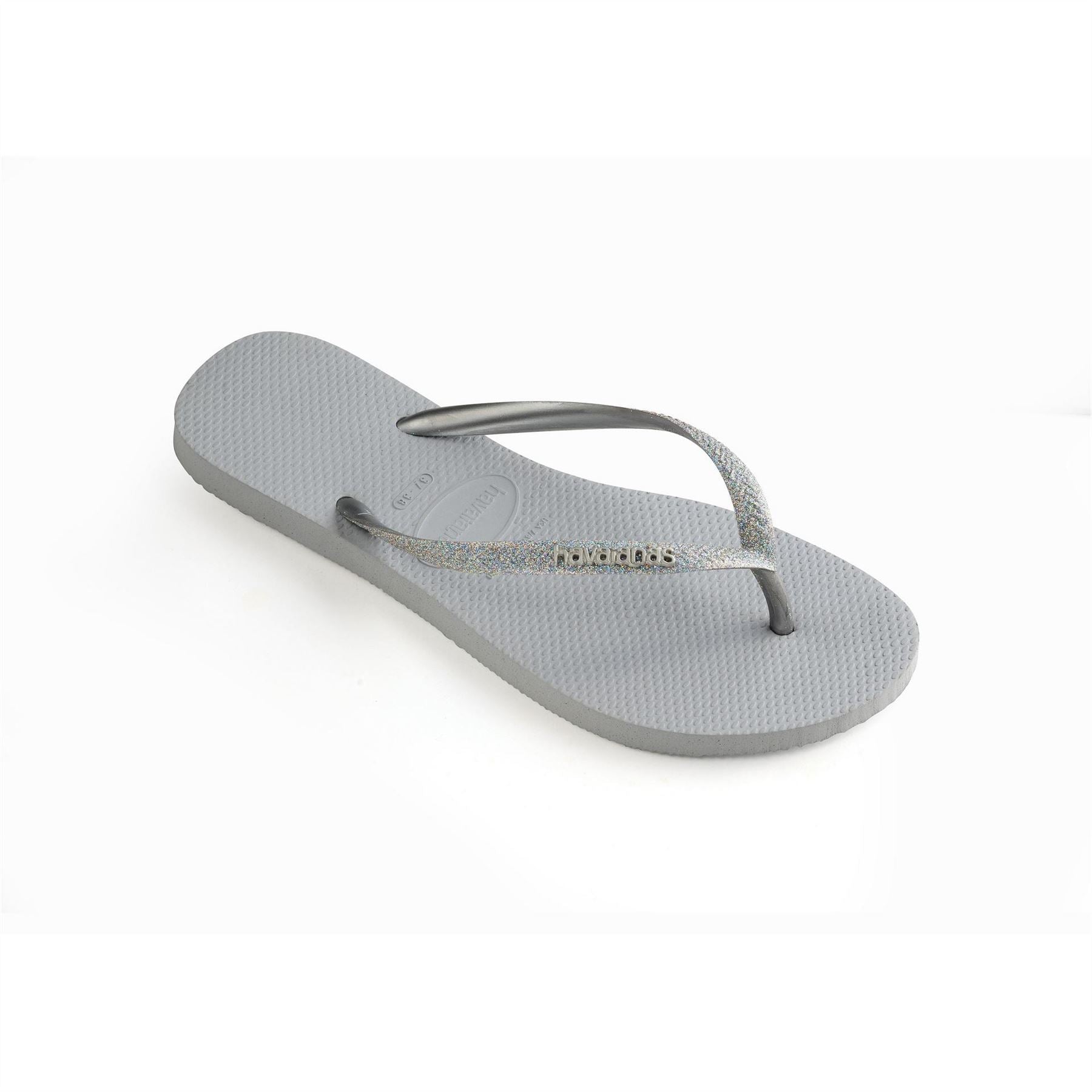 Havaianas Womens Hav. Slim Glitter Ii Ice Grey 37 38 Flip Flops