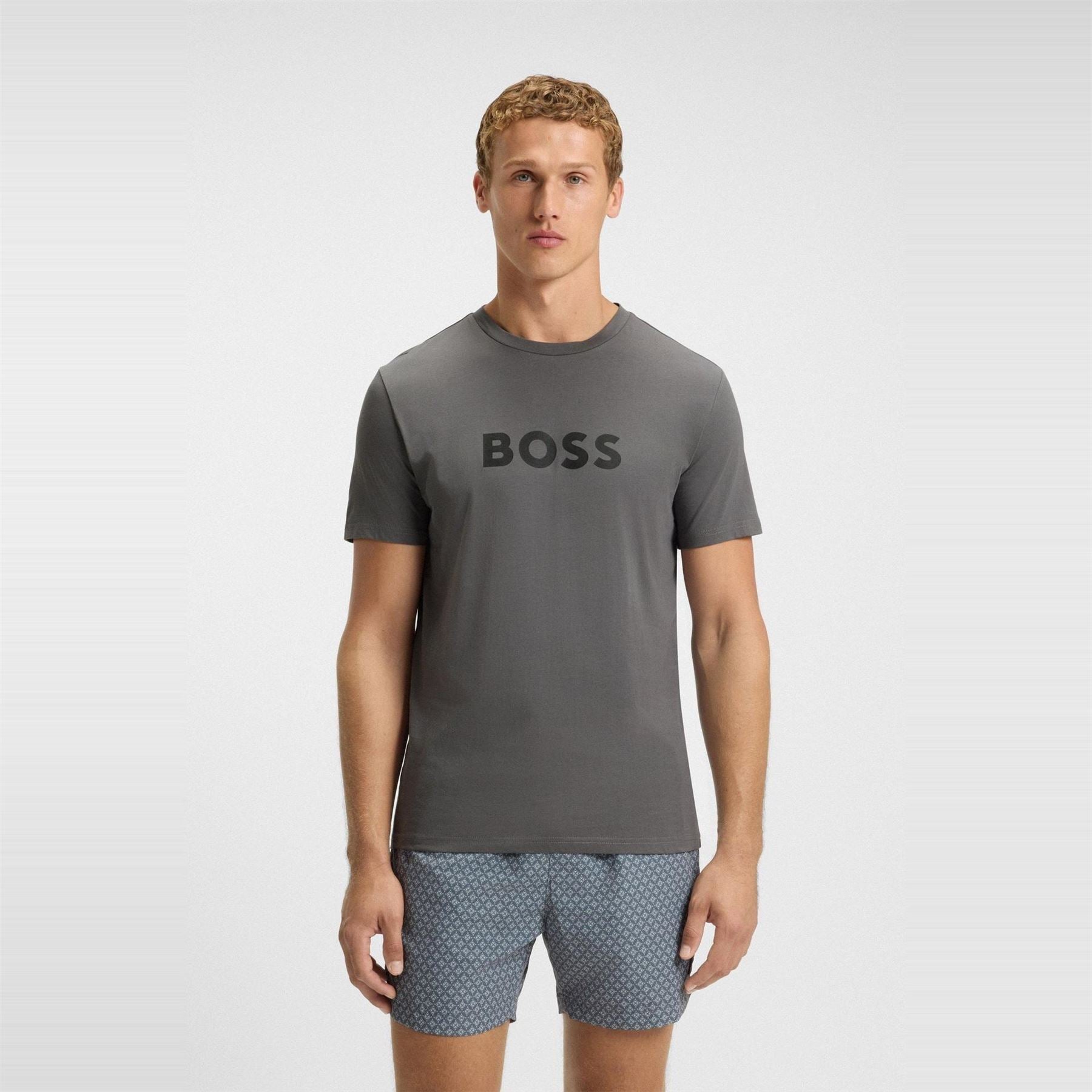 Boss Wordmark Central Logo Crew Neck Short Sleeve T-Shirt