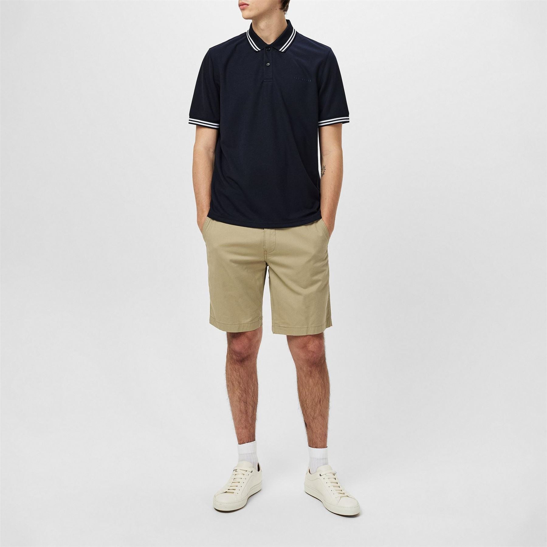 Ted Baker Striped Trim Short Sleeve Polo Shirt
