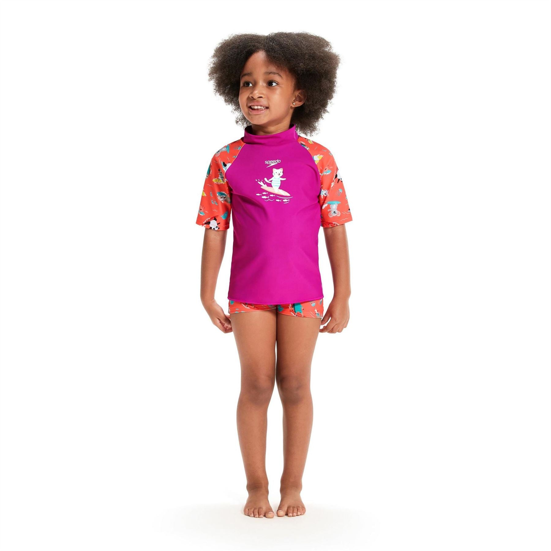Speedo Cat Graphic Mock Neck Regular Fit T-Shirt
