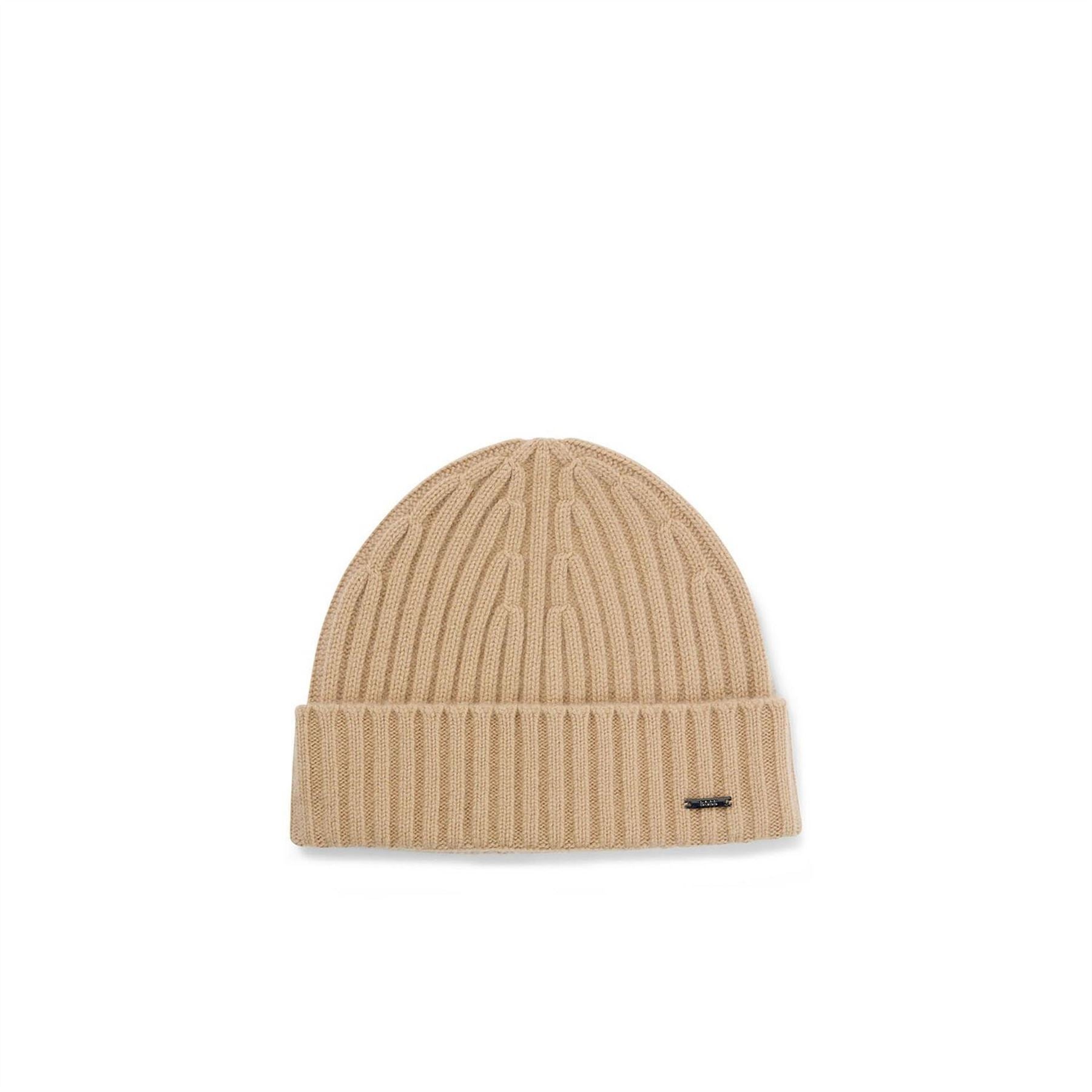 Boss Lino Logo Turn Up Brim Ribbed Beanie