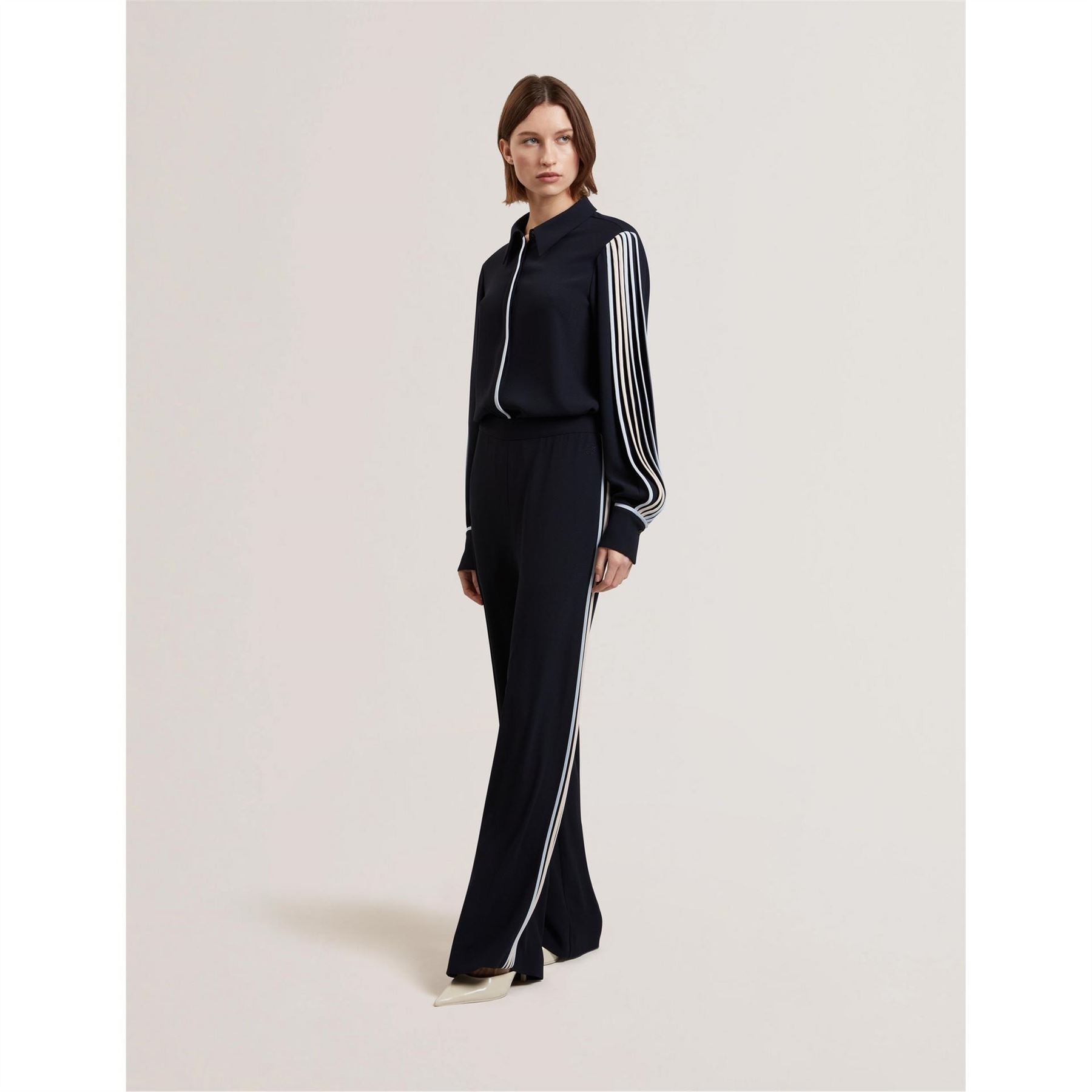 Ted Baker Wide Leg Three Stripes Patterned Pants