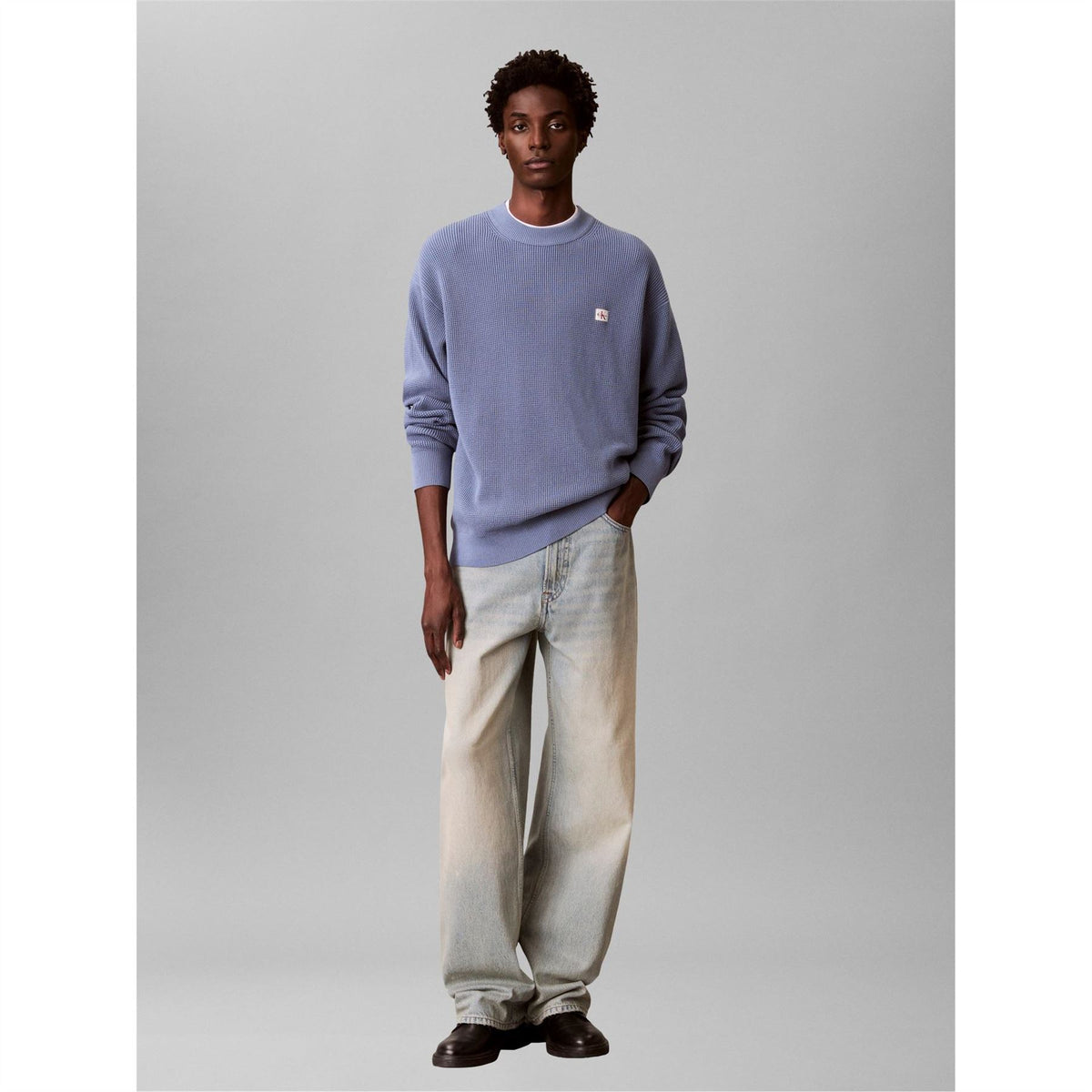 Calvin Klein Jeans Crew Neck Ribbed Collar Long Sleeve Sweater