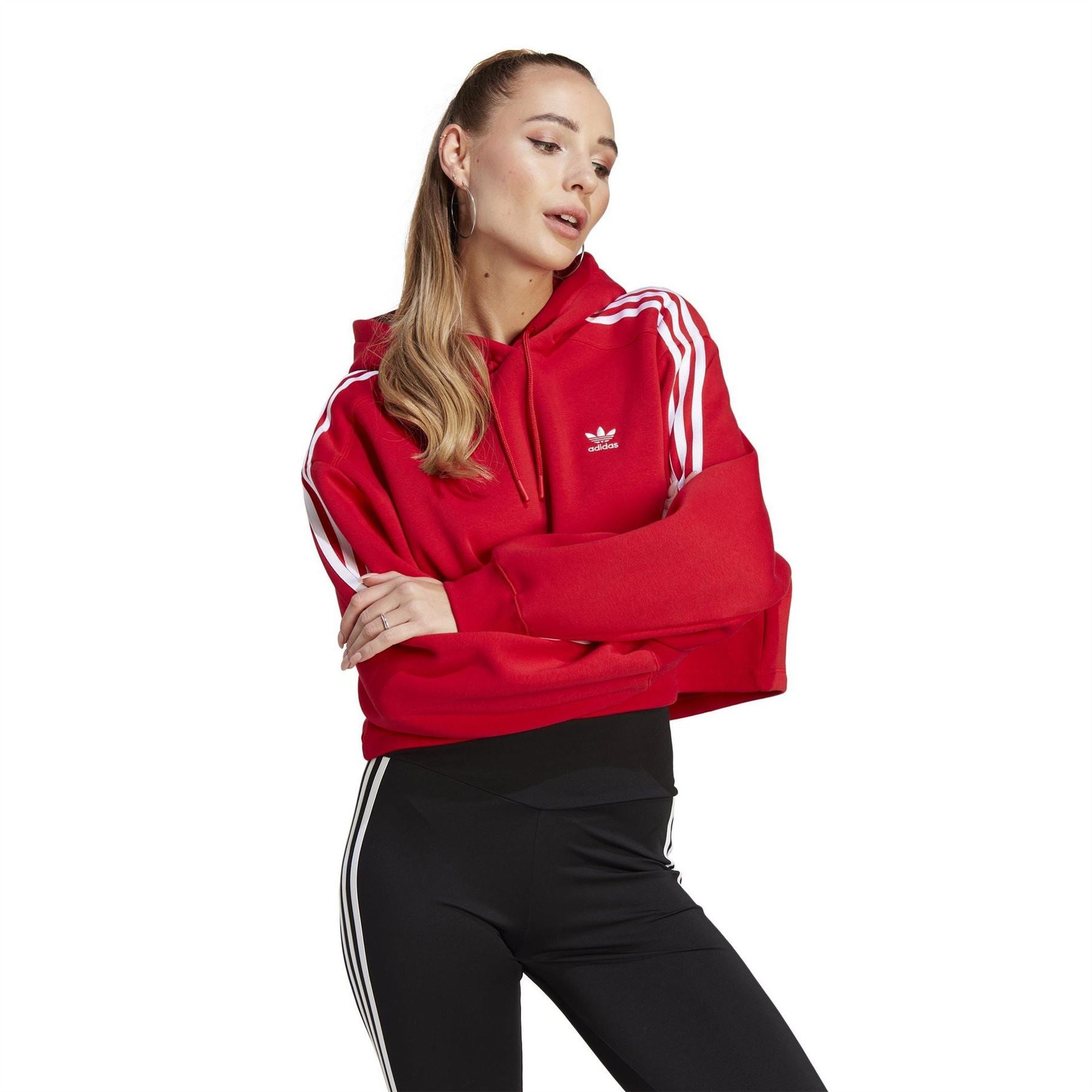 adidas Originals Cropped Hooded Relaxed Fit Sweatshirt
