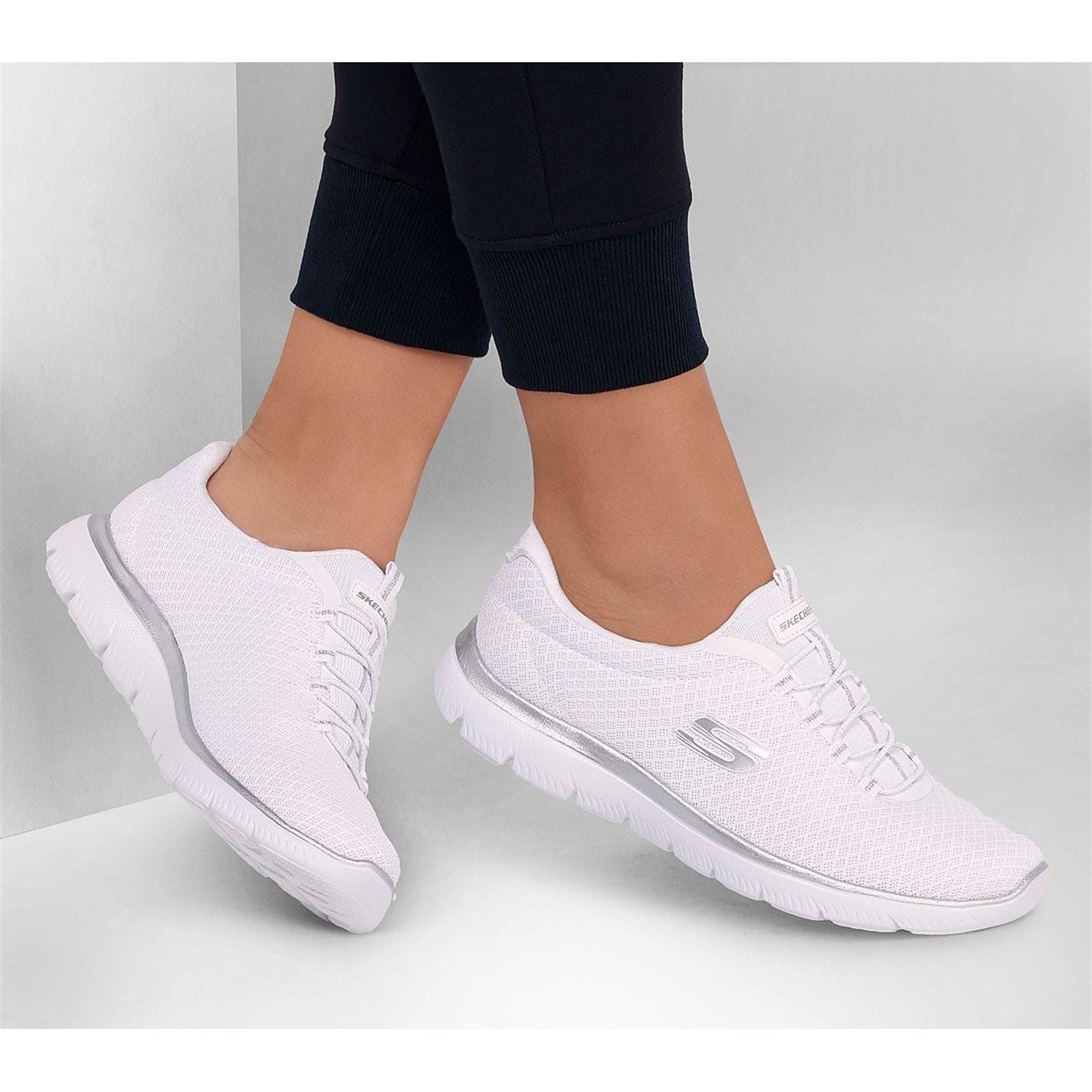 Skechers Mesh Bungee Slip On Memory Foam Low Top Trainers