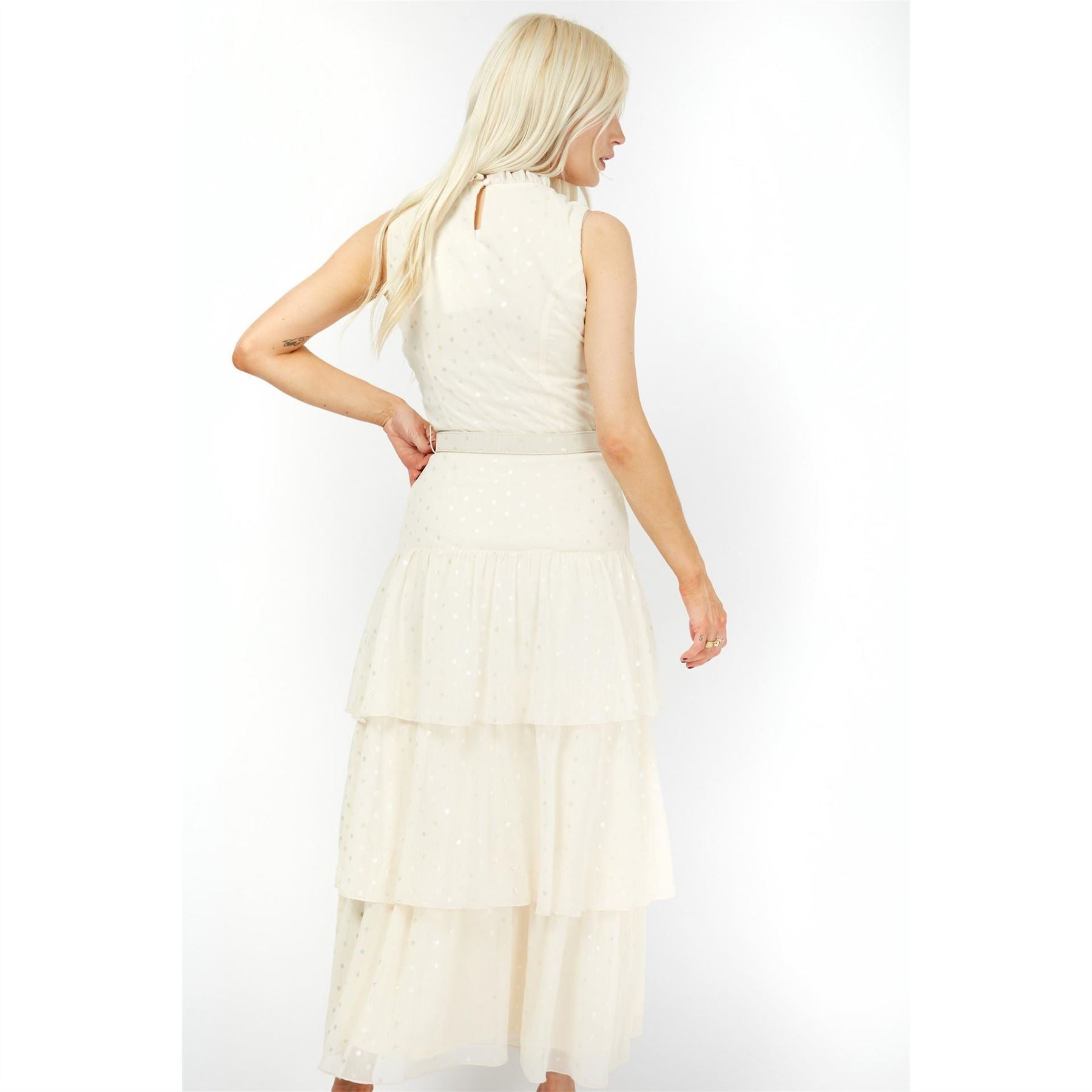 Little Mistress High Neck Maxi Tiered Dress