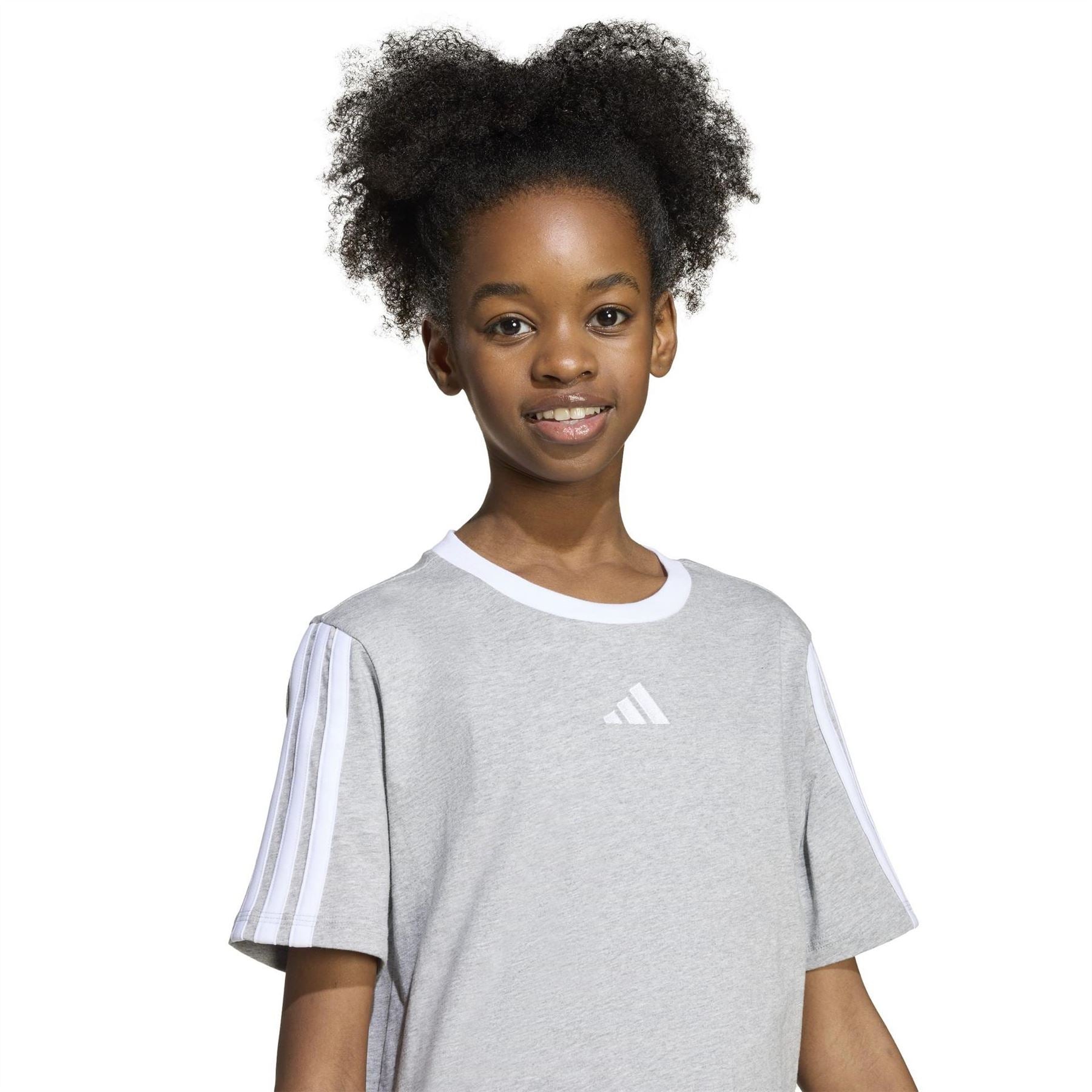 adidas Essentials 3 Stripe T-Shirt Junior Girls