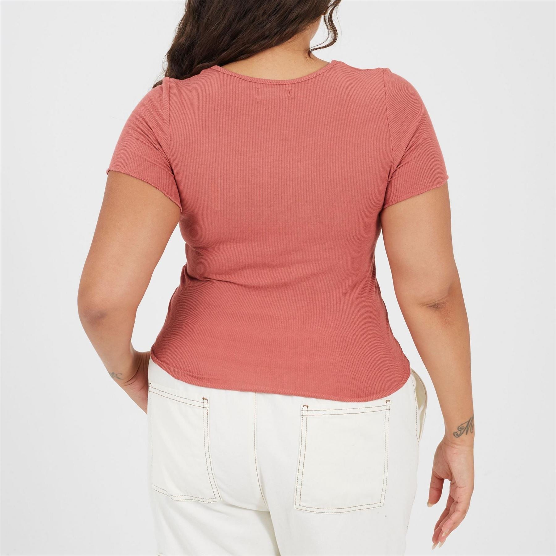 Brave Soul Plus Size Basic Ribbed Short Sleeve T-Shirt