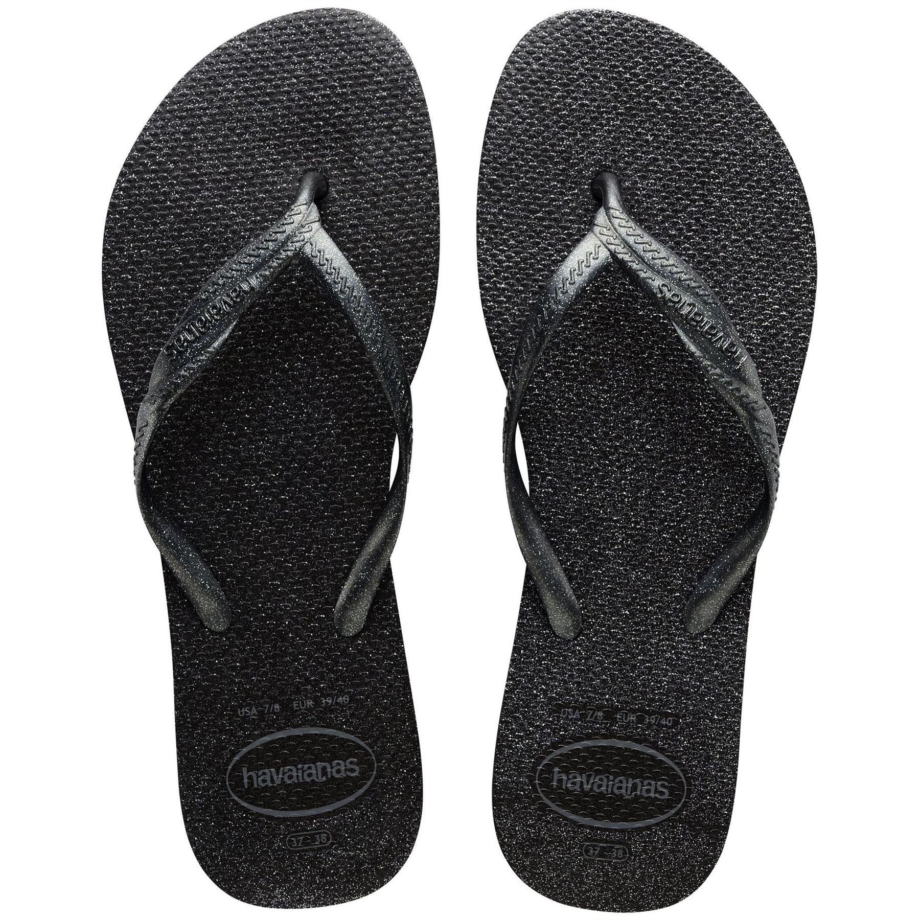 Havaianas Womens Fantasia Gloss Black Grey 35 3 Flip Flops