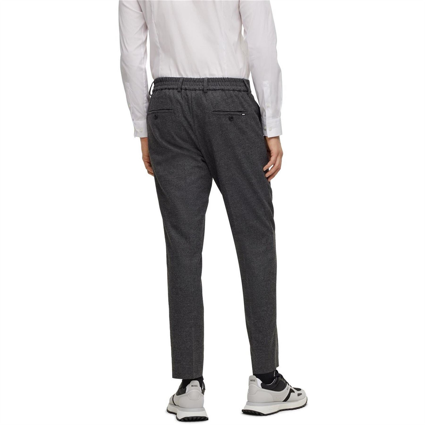 Boss Genius Solid Patterned Straight Trousers