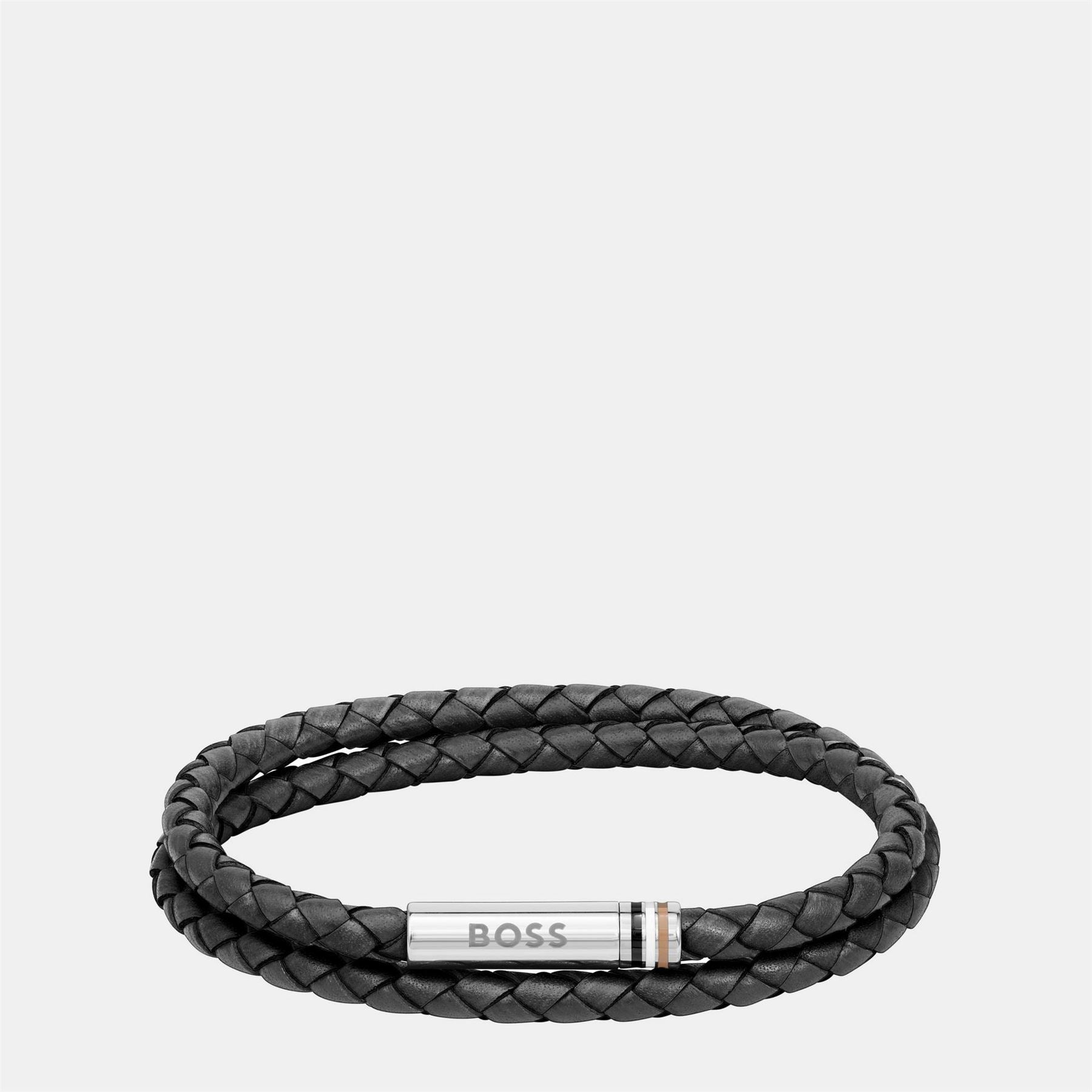 Boss Ares Double Wrap Leather Bracelet