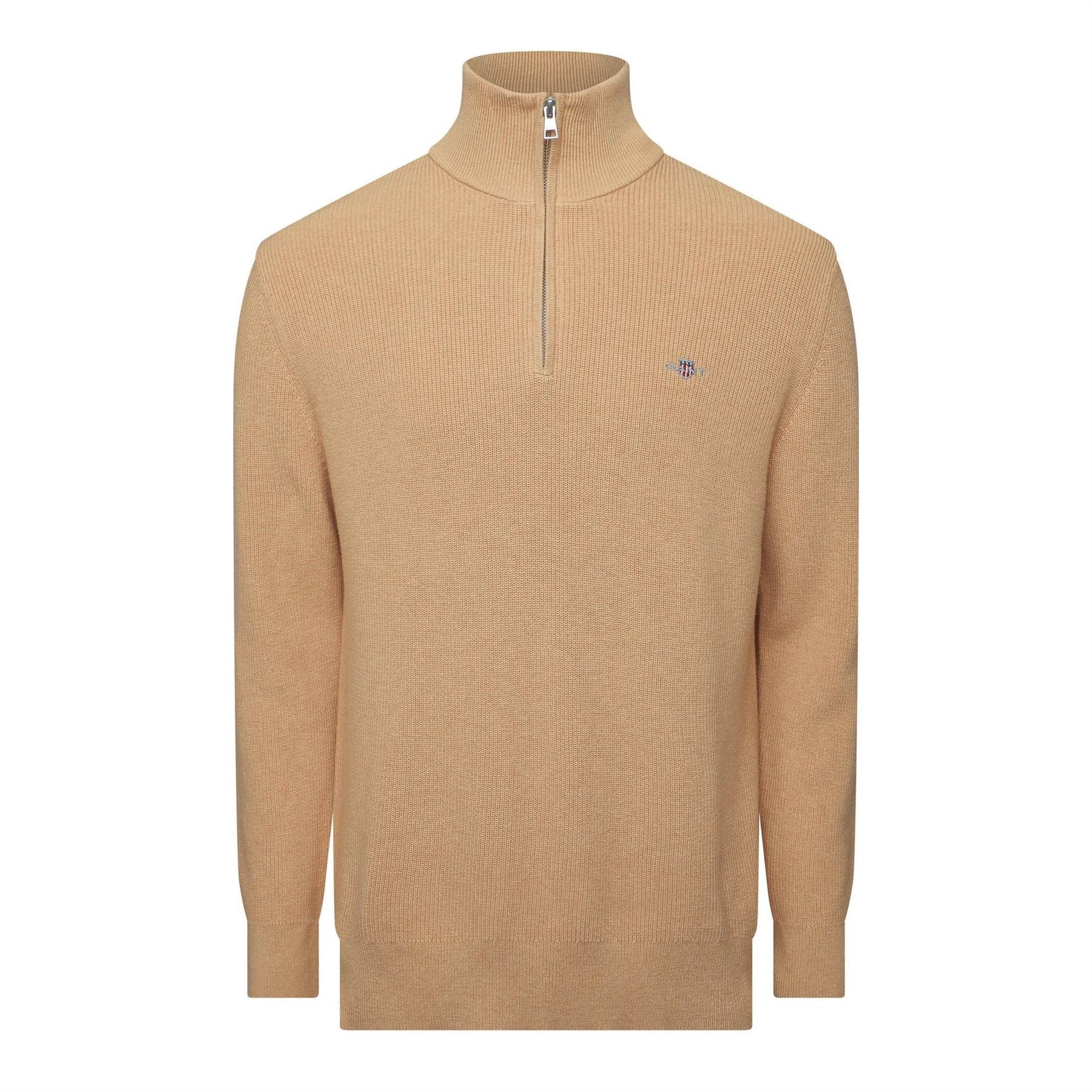Gant Merino Zip Neck High Collar Long Sleeve Sweater