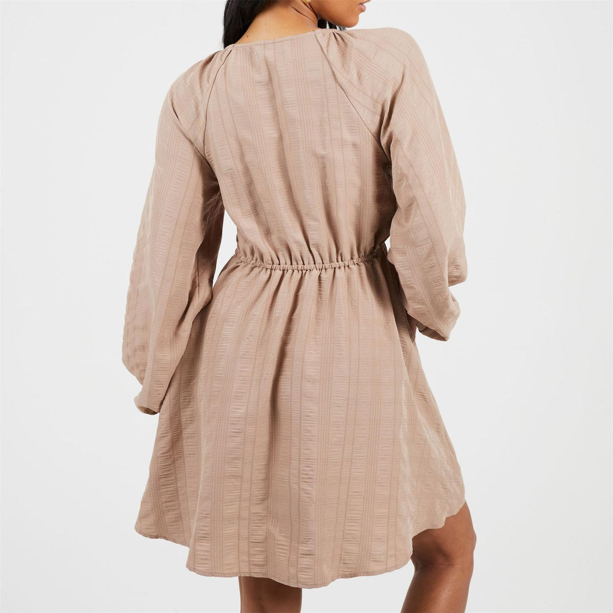 Brave Soul V-Neck Long Sleeve Mini Babydoll Dress