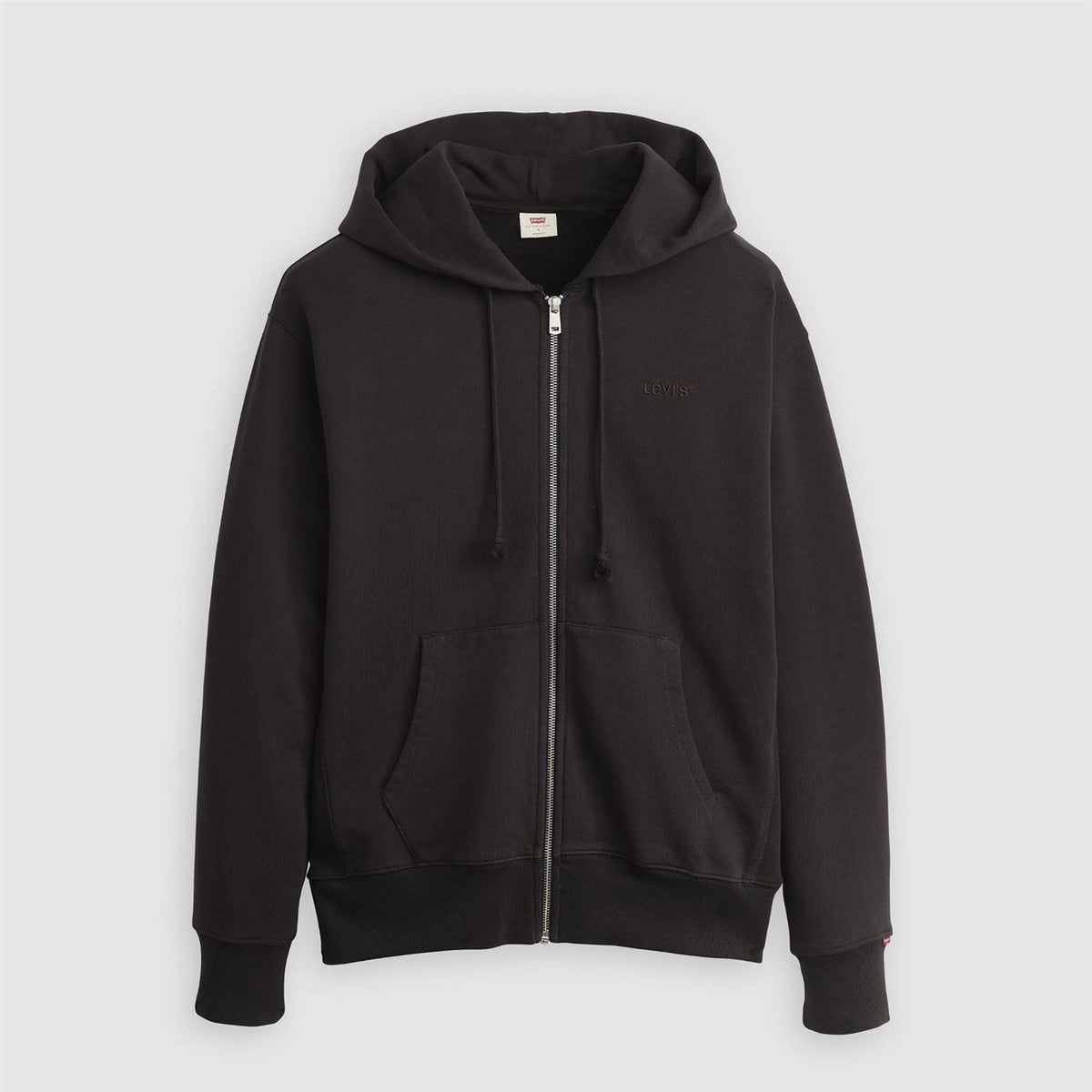 Levis Solid Patterned Hooded Neck Full Zipper Ribbed Cuff Sweat Jacket