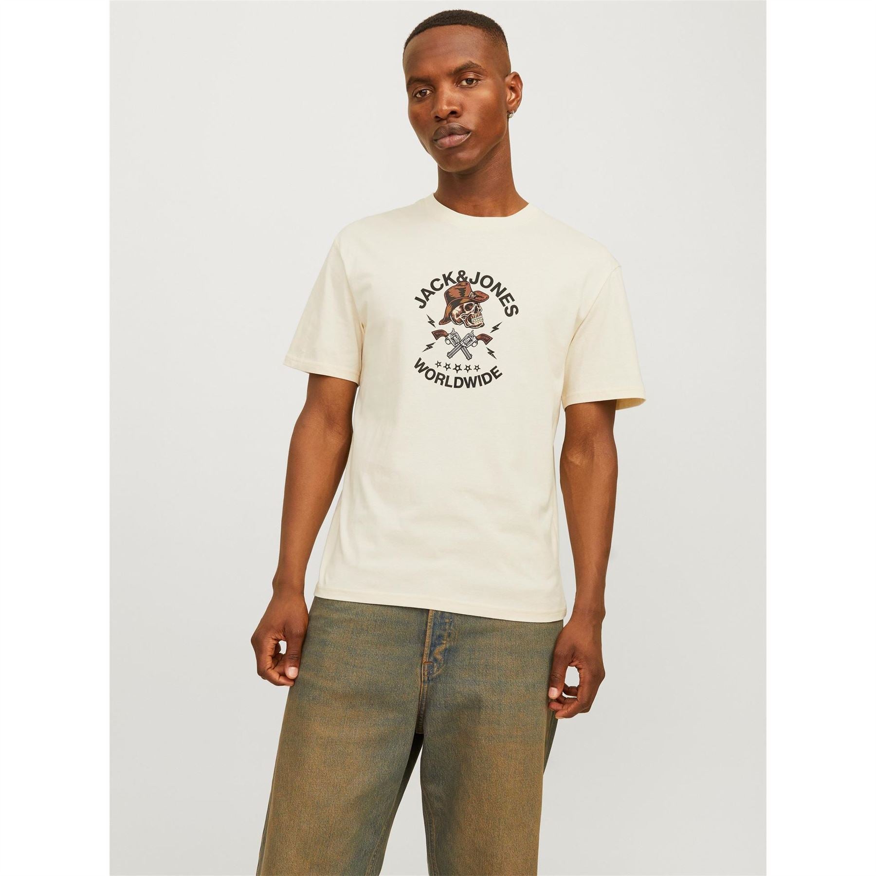 Jack and Jones Skull Regular Fit Crew Neck T-Shirt