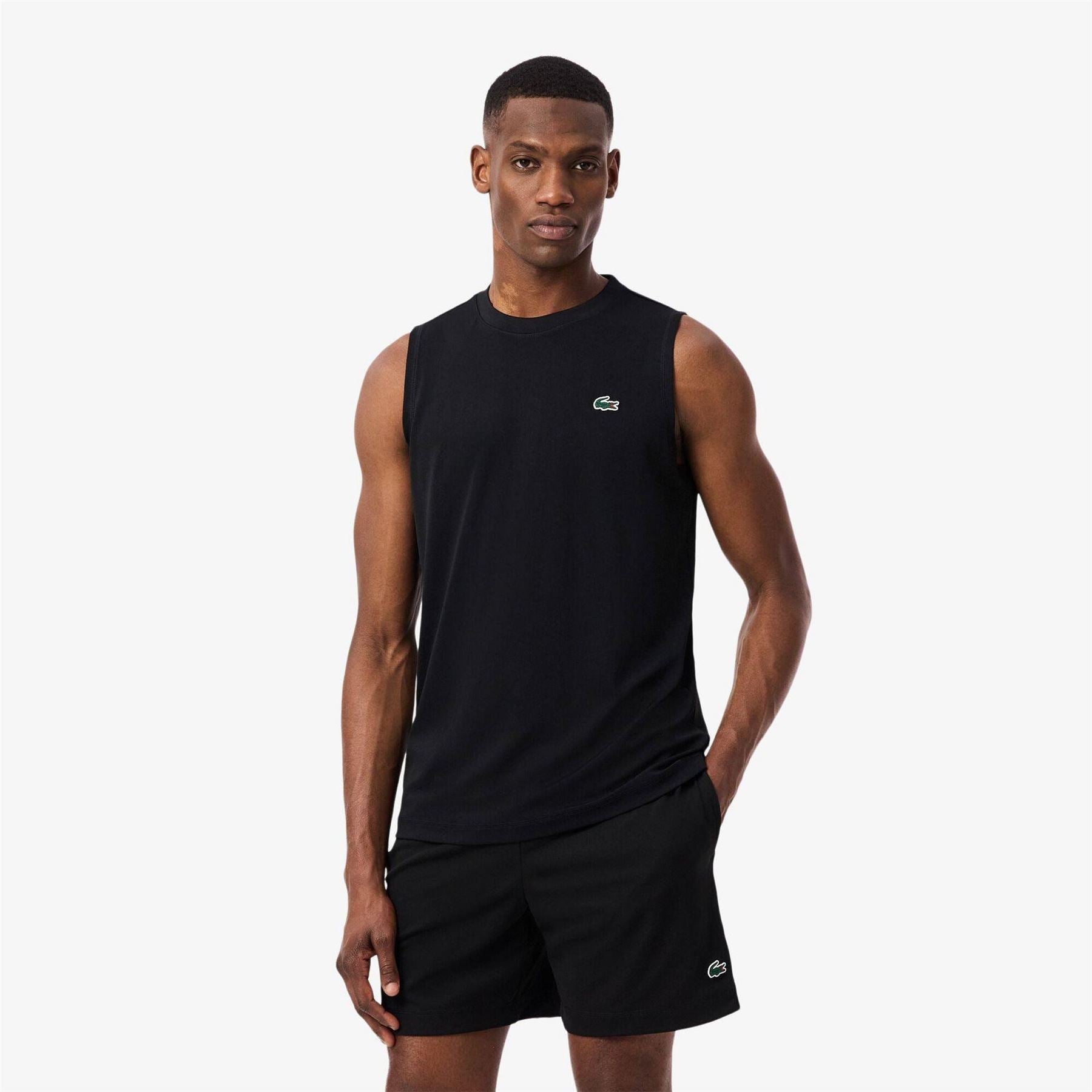 Lacoste Crocodile Print Crew Neck Sleeveless Tank