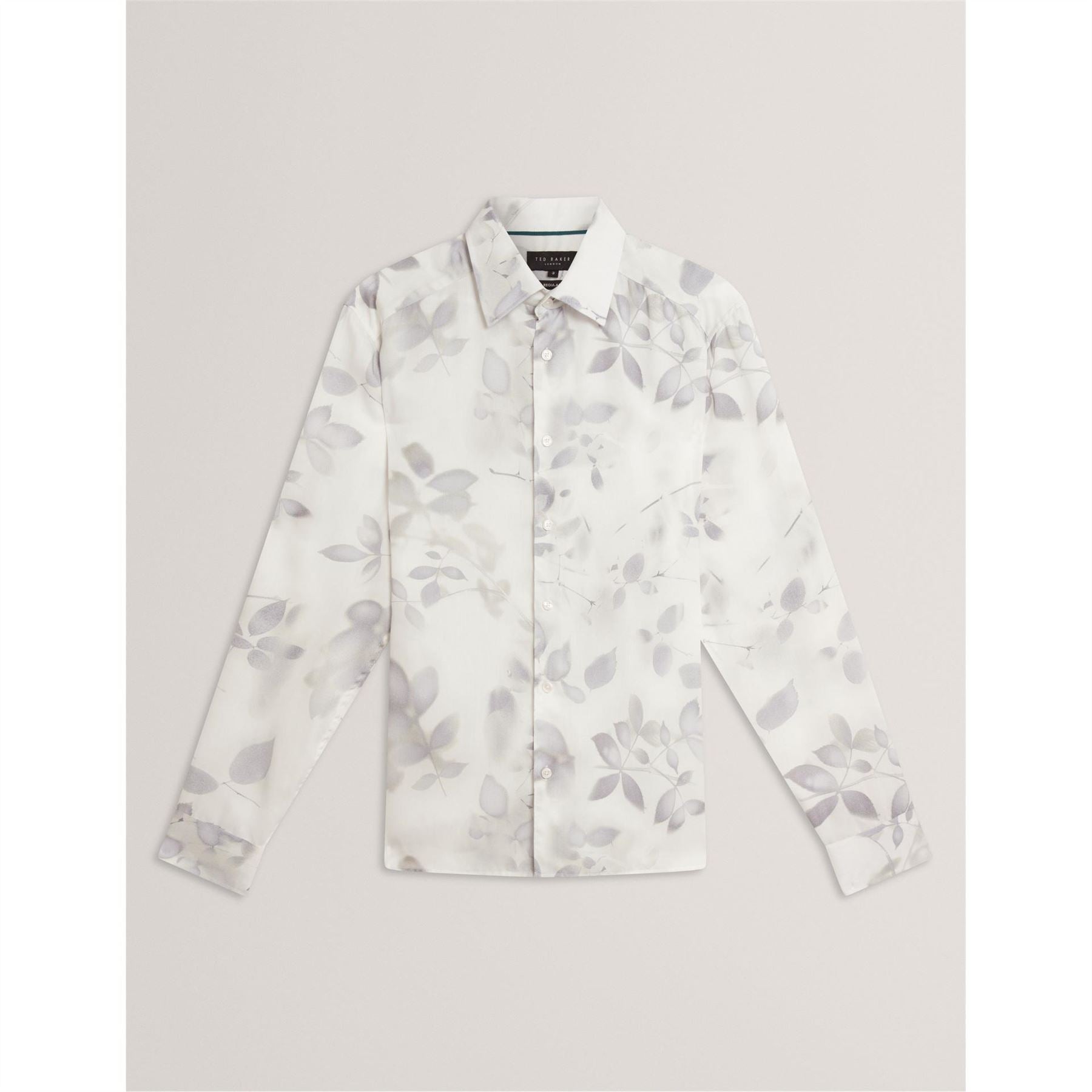 Ted Baker Leaf Print Collared Neck Long Sleeve Shirt