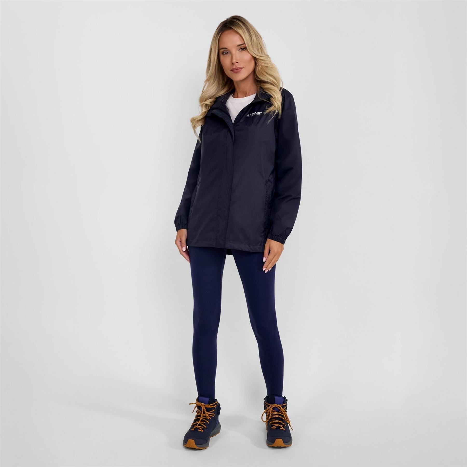 Minoti Women Packaway Waterproof Jacket With Zipped Pockets Navy