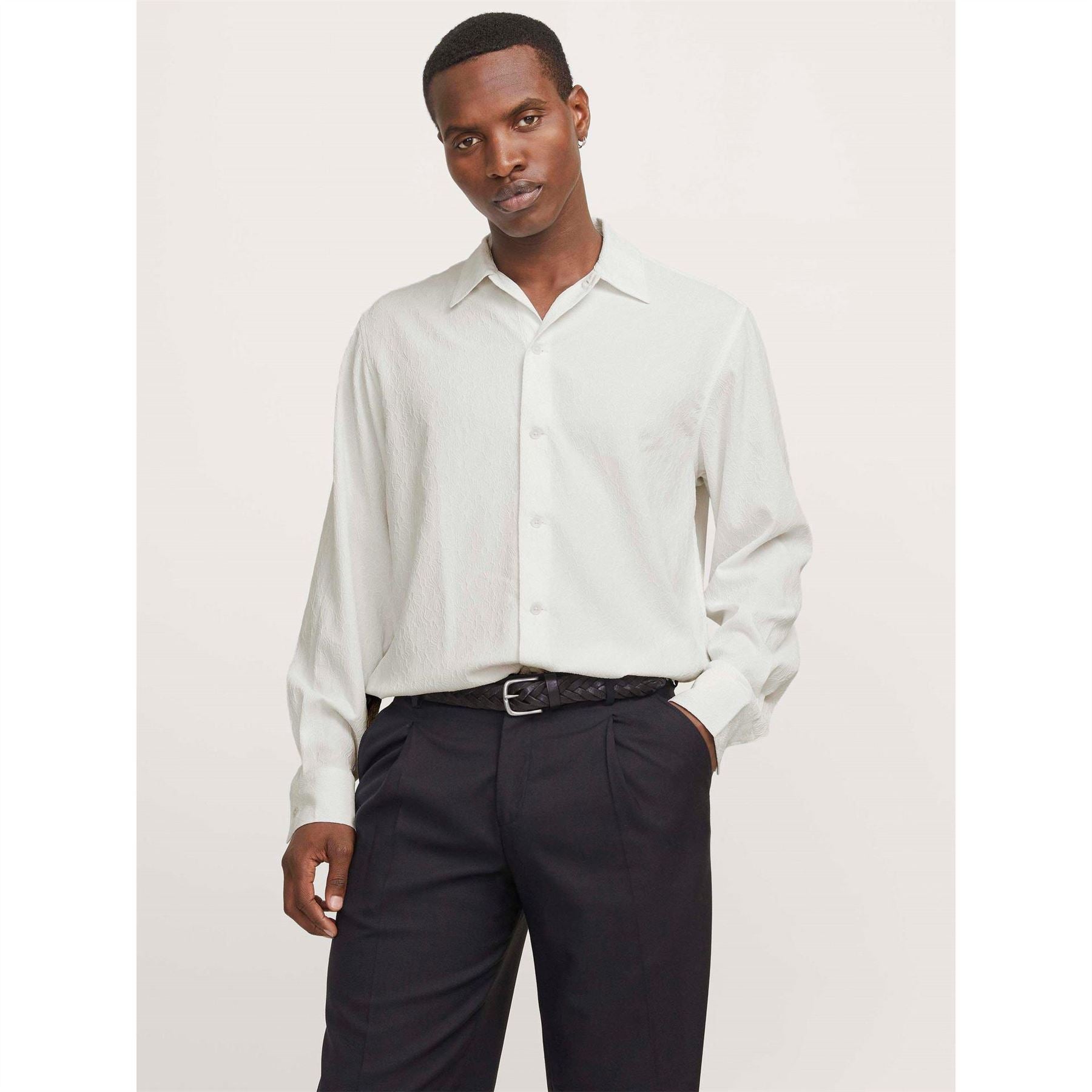 Jack and Jones Jacquard Long Sleeve Plain Shirt
