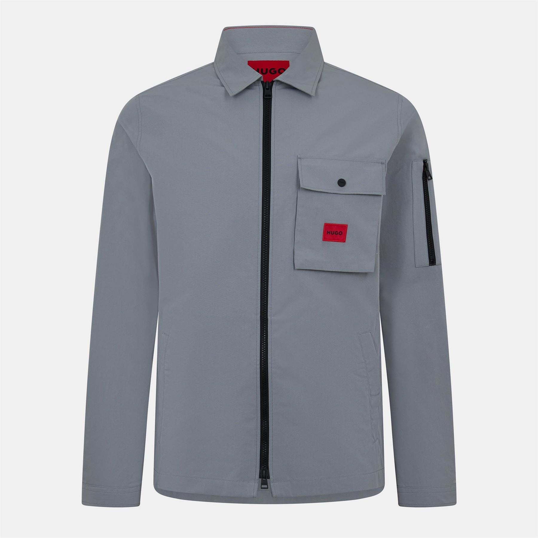 Hugo HUGO Emmond Cotton Long Sleeve Zip Overshirt   Contemporary Design with Logo Detail